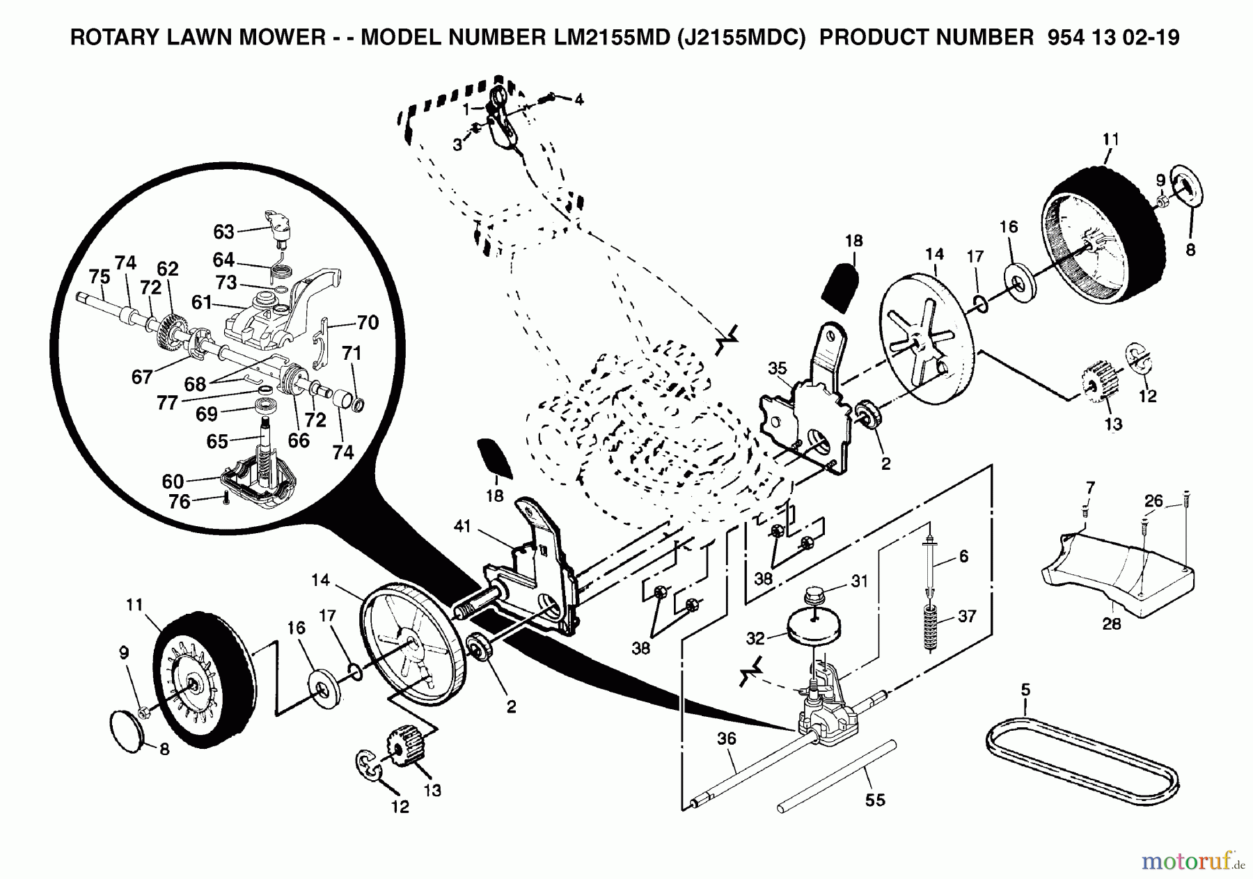  Jonsered Rasenmäher LM2155MD (J2155MDC, 954130219) - Jonsered Walk-Behind Mower (2004-01) PRODUCT COMPLETE #2