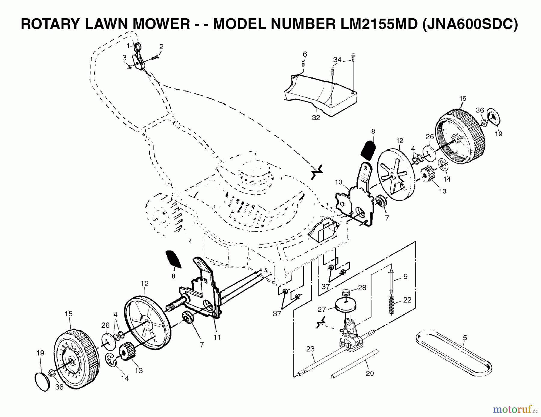 Jonsered Rasenmäher LM2155MD (JNA600SDC) - Jonsered Walk-Behind Mower (2003-05) PRODUCT COMPLETE #1