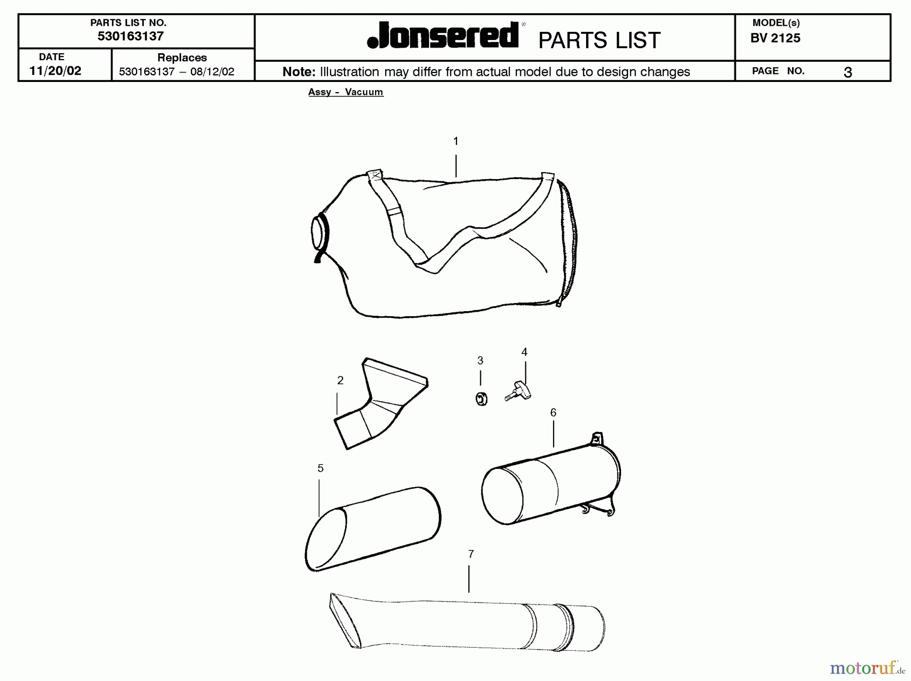 Jonsered Sonstiges BV2125 - Jonsered Blower/Vacuum (2003-01) TUBE
