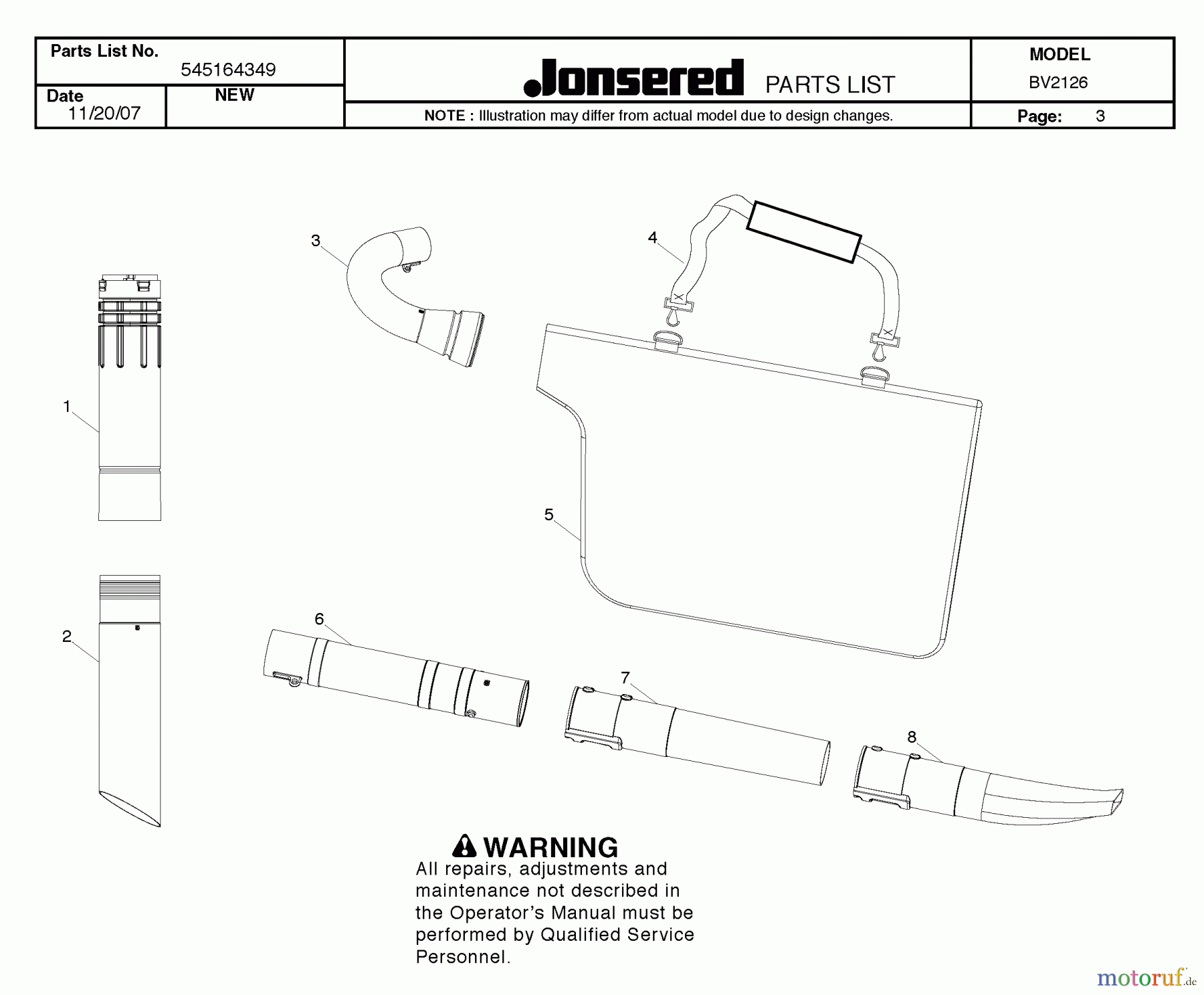 Jonsered Sonstiges BV2126 - Jonsered Blower/Vacuum (2008-06) TUBE