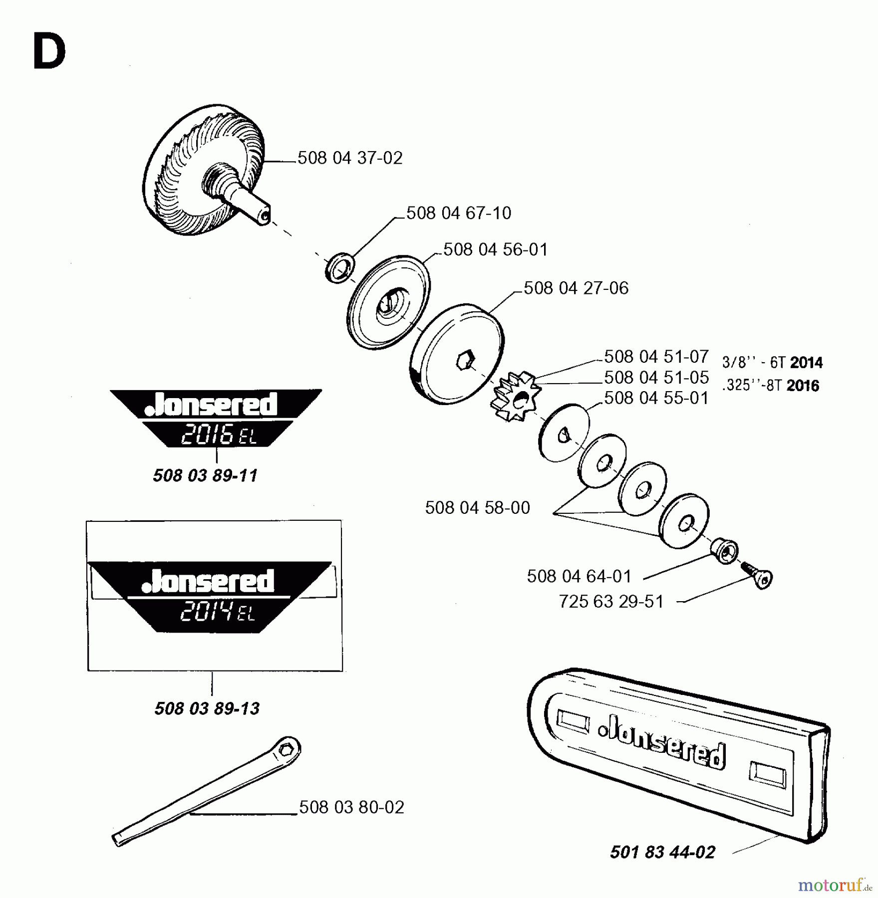 Jonsered Motorsägen 2016EL - Jonsered Chainsaw (1995-05) CLUTCH