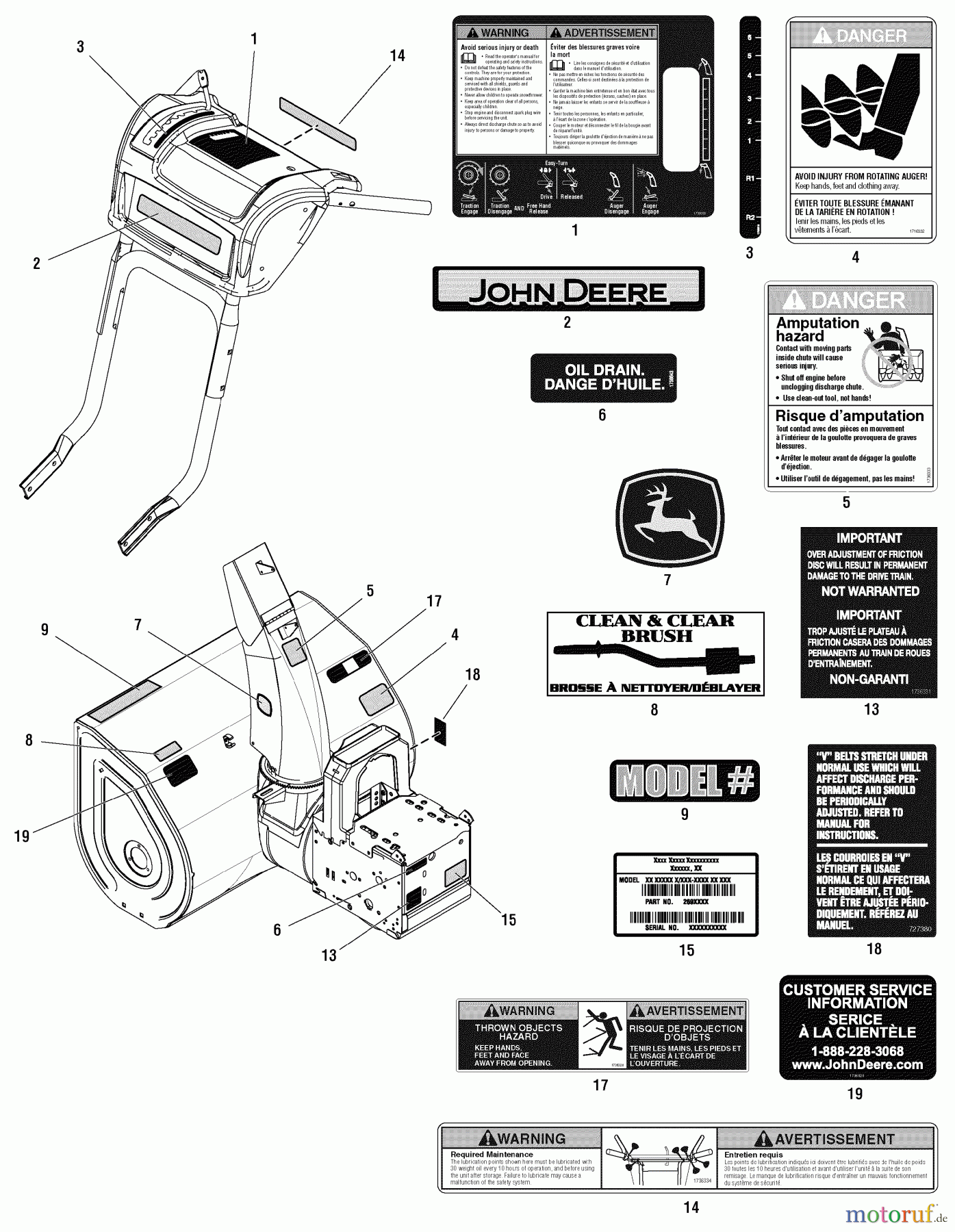 Murray Schneefräsen 928E (LP1695441) (1695441) - John Deere 28