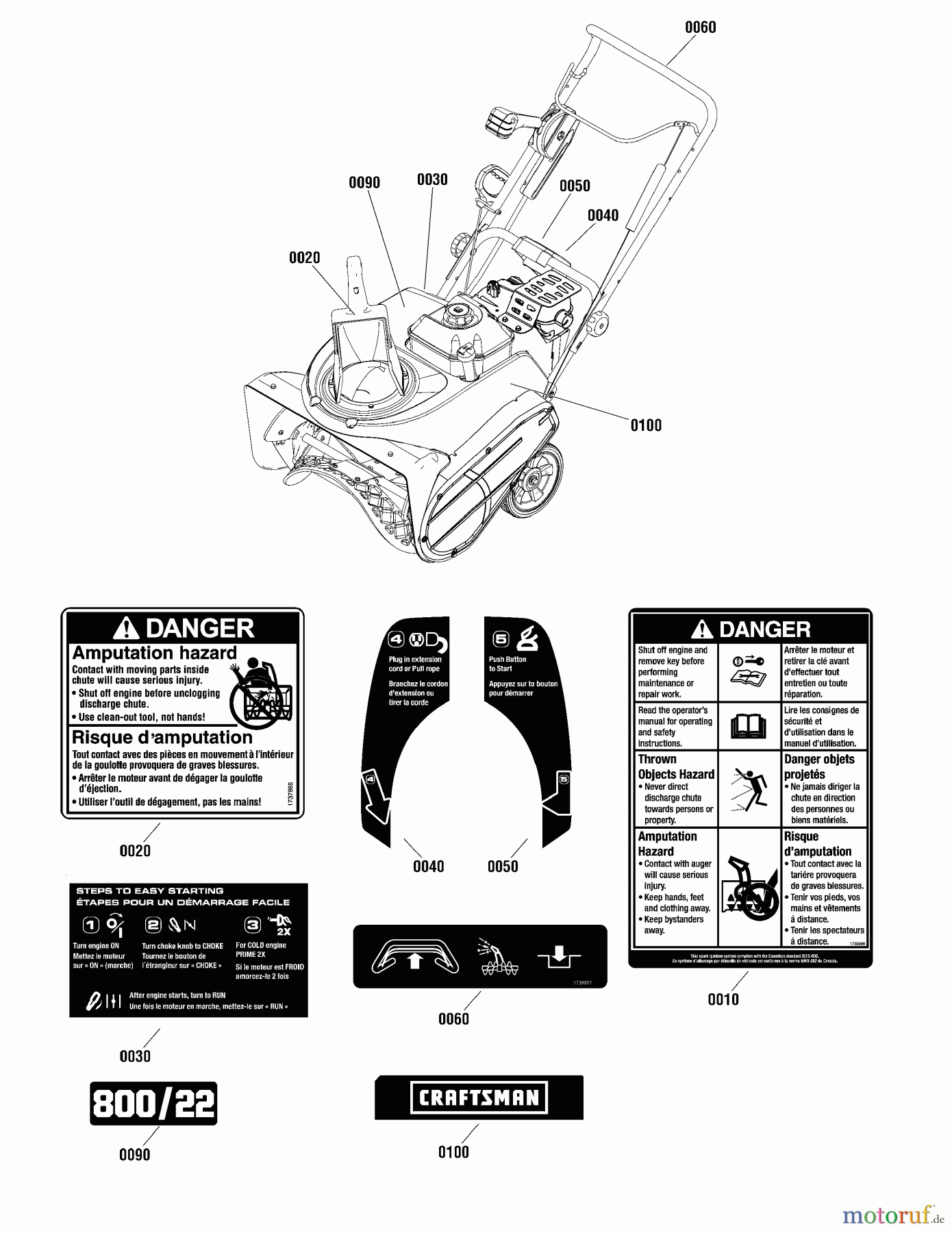  Murray Schneefräsen C950-52060-2 (1696315-00) - Craftsman 22