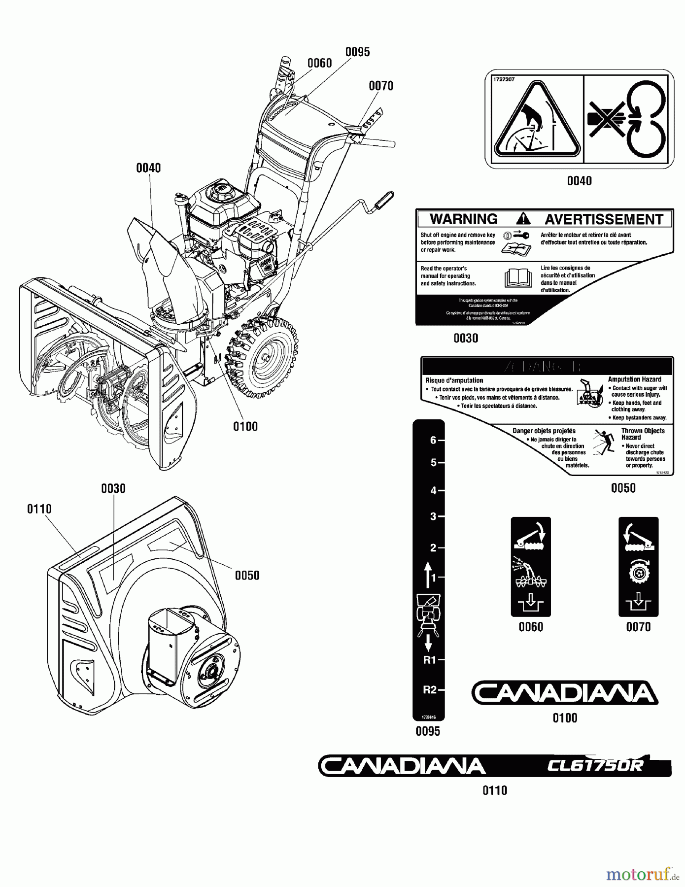  Murray Schneefräsen CL61750R (1696226-00) - Canadiana 24