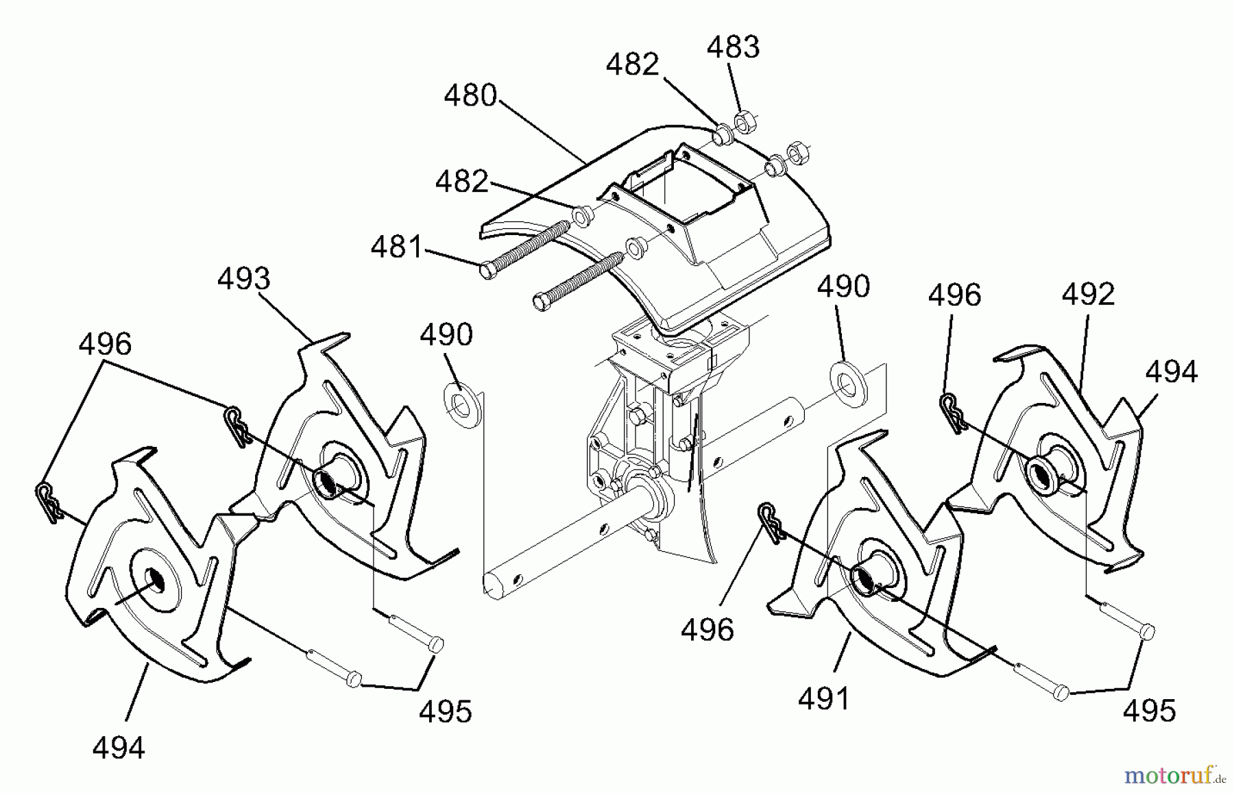  Murray Motorhacken und Kultivierer 11052x4B - Murray Cultivator (2000) Tine And Shield Assembly