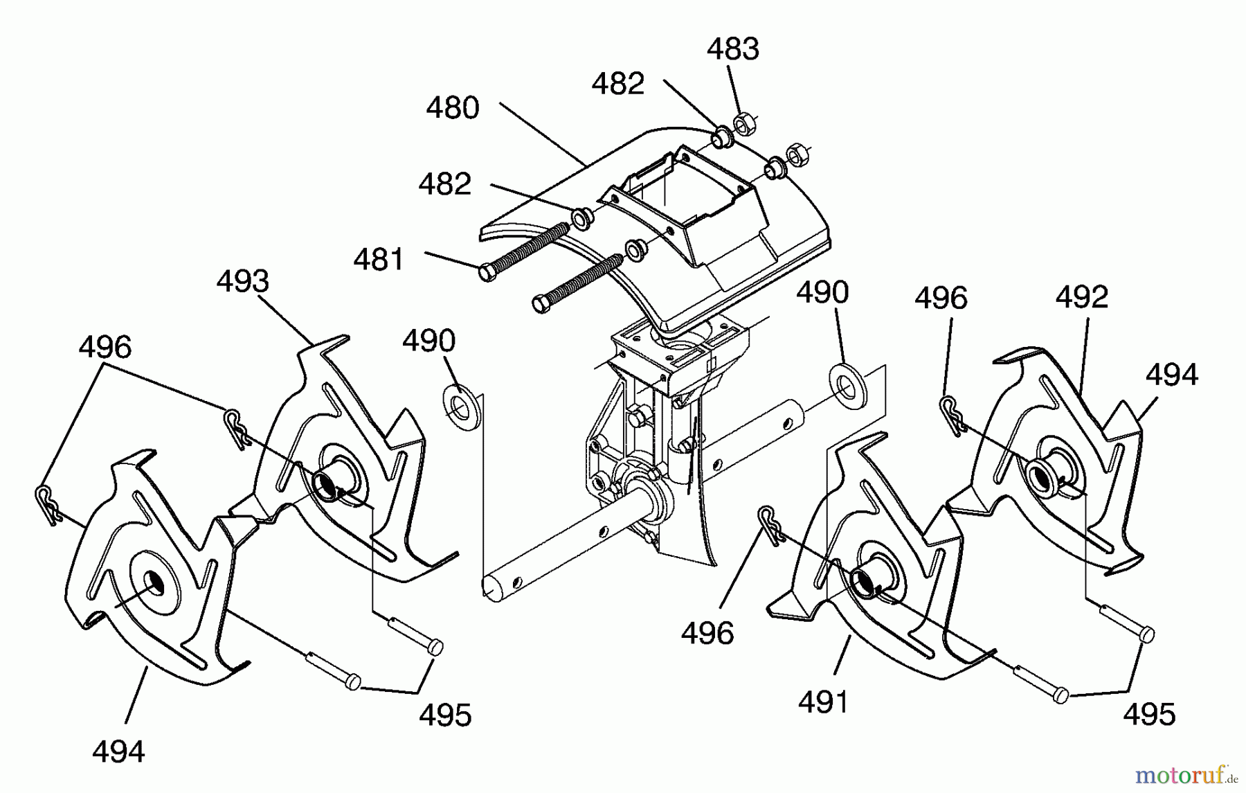 Murray Motorhacken und Kultivierer 11052x92C - B&S/Murray Cultivator (2001) (Walmart) Tine & Shield Assembly