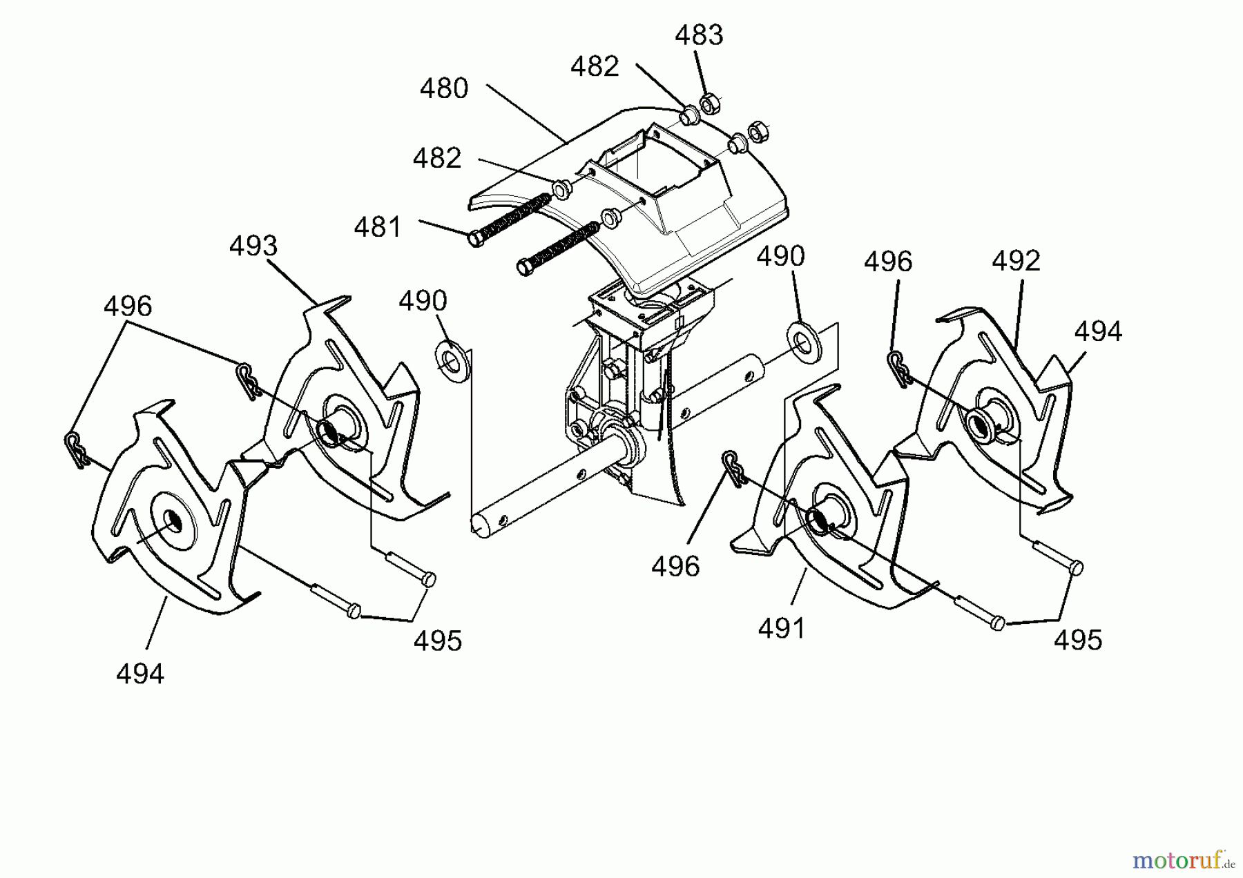 Murray Motorhacken und Kultivierer 11052x92C - B&S/Murray Cultivator (2002) (Walmart) Tine & Shield Assembly