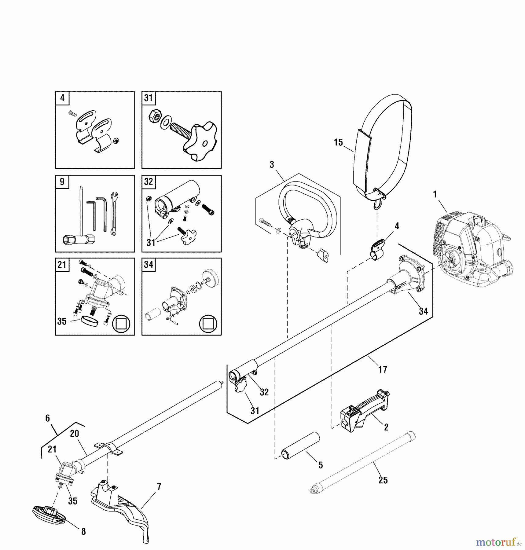 Murray Trimmer, Motorsensen 883010 - Murray 26cc Straight Shaft String Trimmer (2012) Shaft Group (883010)