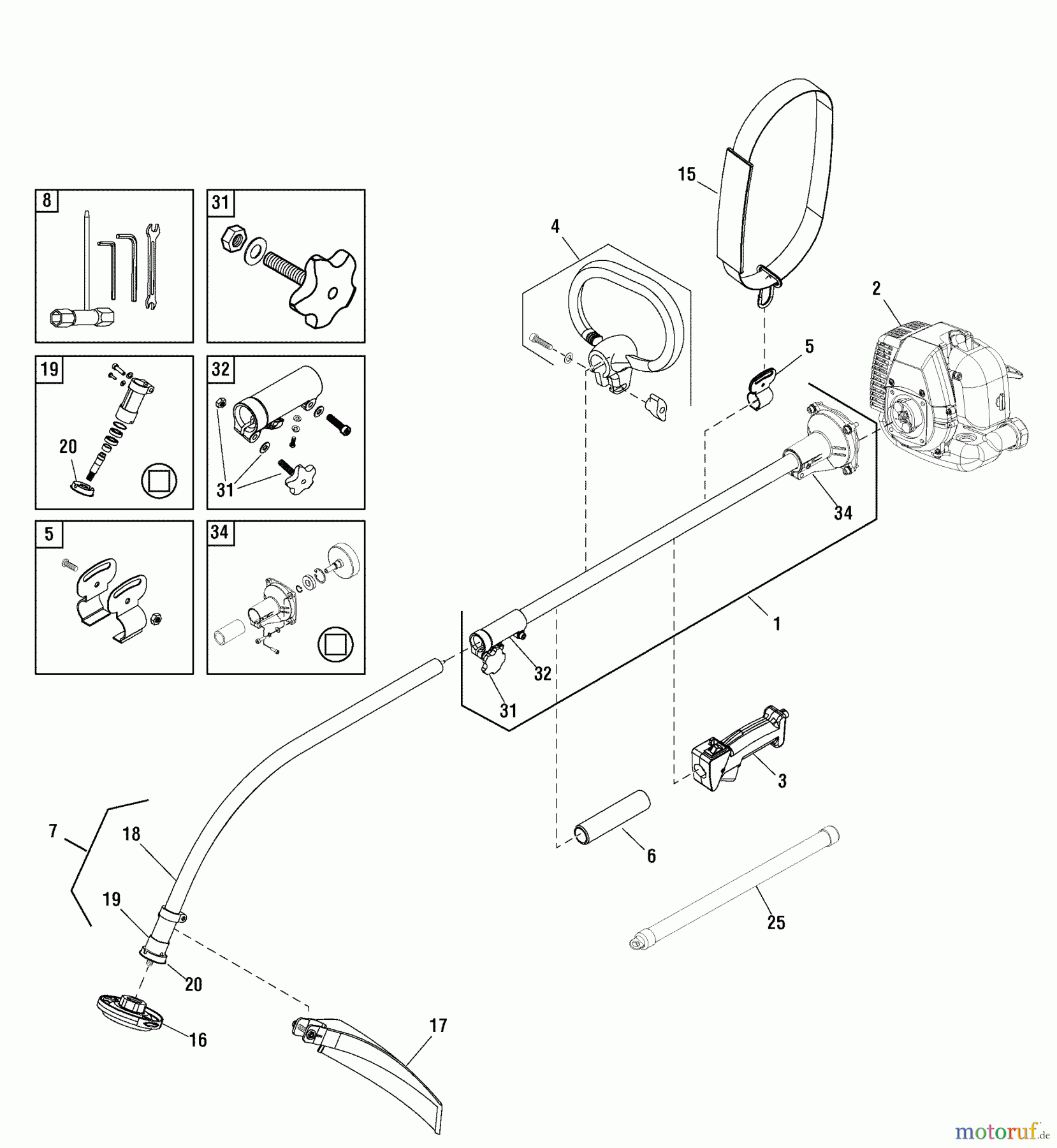  Murray Trimmer, Motorsensen BTB2226 - Briggs & Stratton 26cc Bent Shaft String Trimmer (2012) Shaft Group (BTB2226)