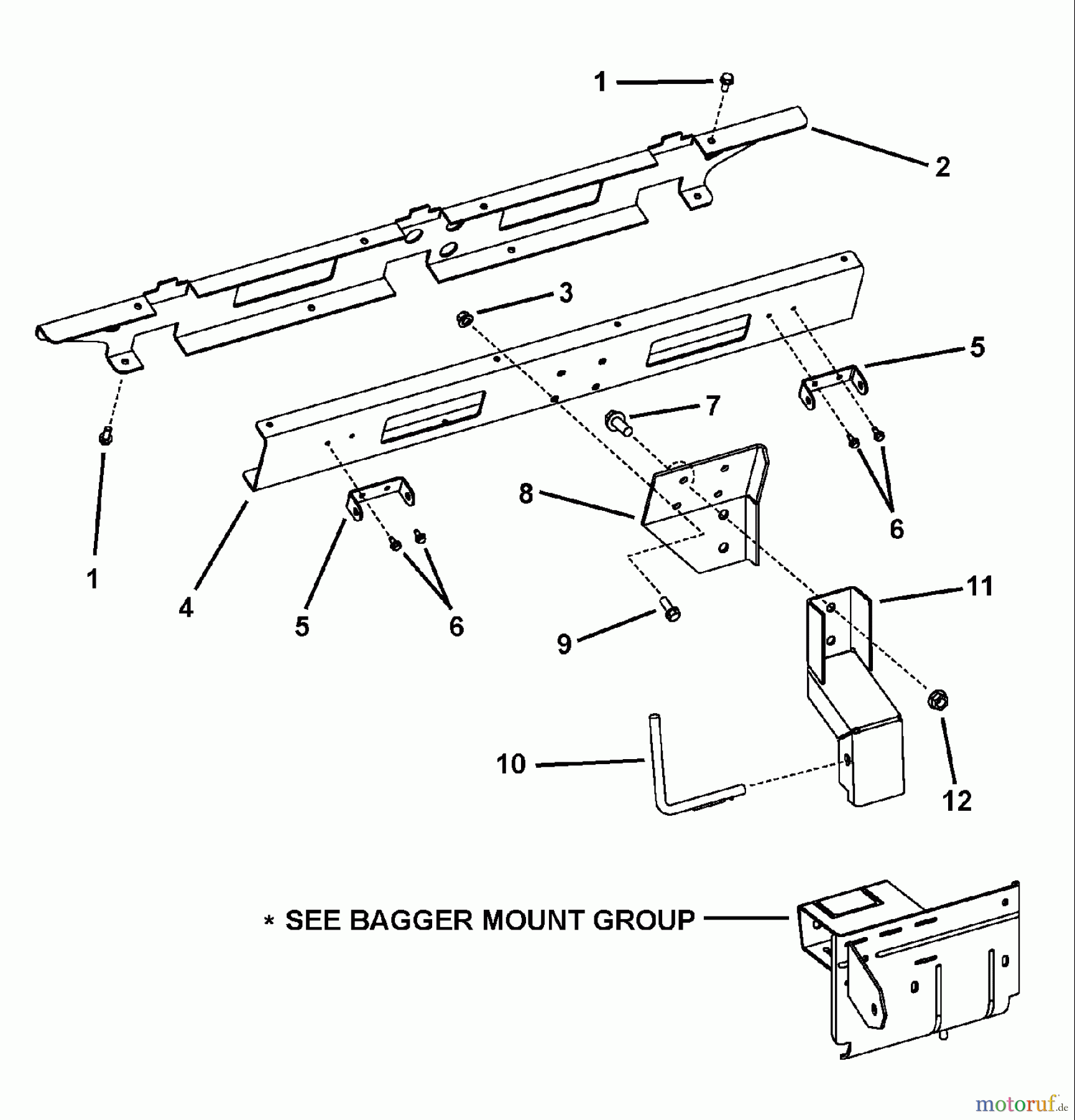Murray Rasenmäherzubehör 7600069 - Murray Triple Bag Grass Catcher Cover Assembly Support