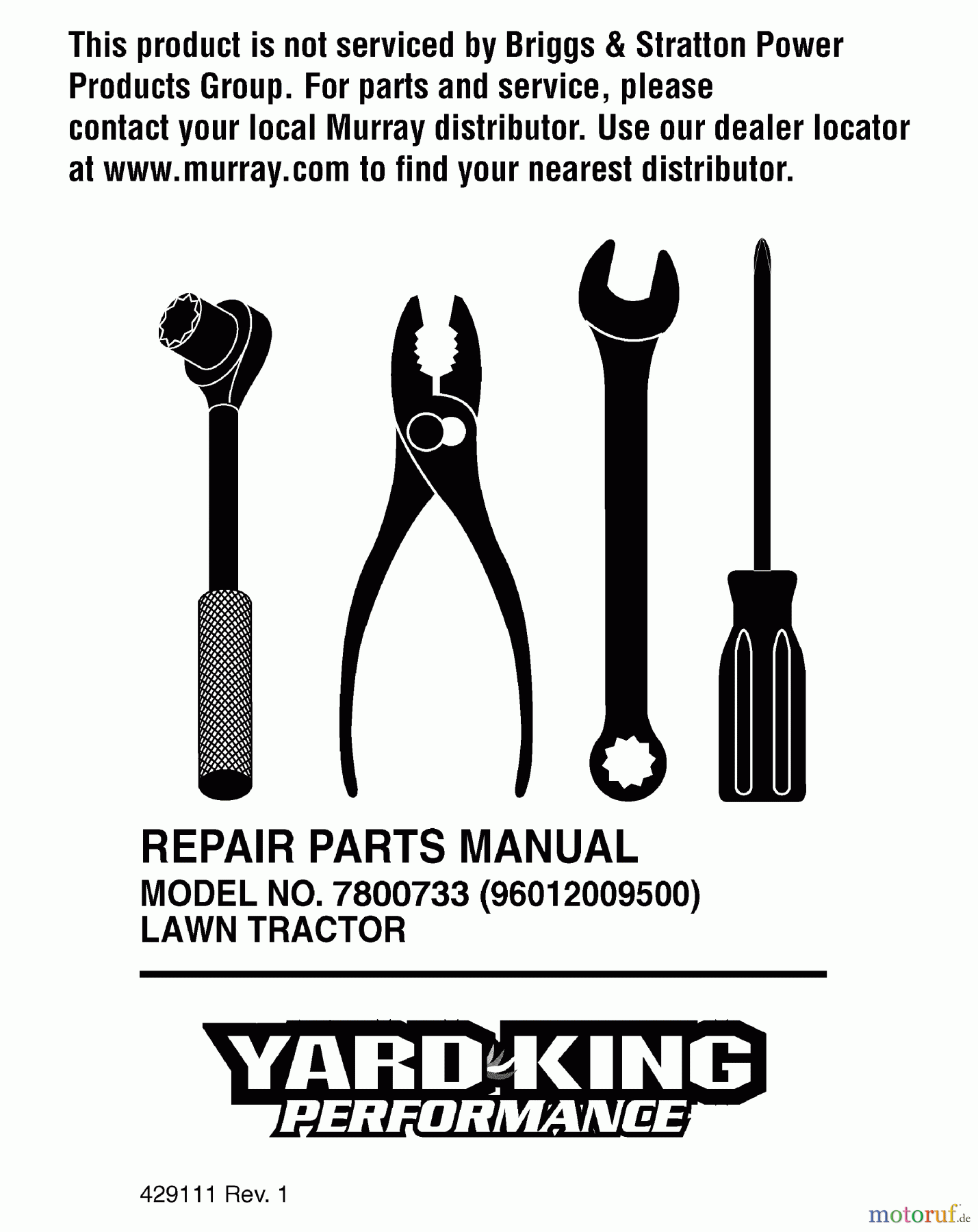 Murray Rasen- und Gartentraktoren 7800733 (96012009500) - Yard King 38