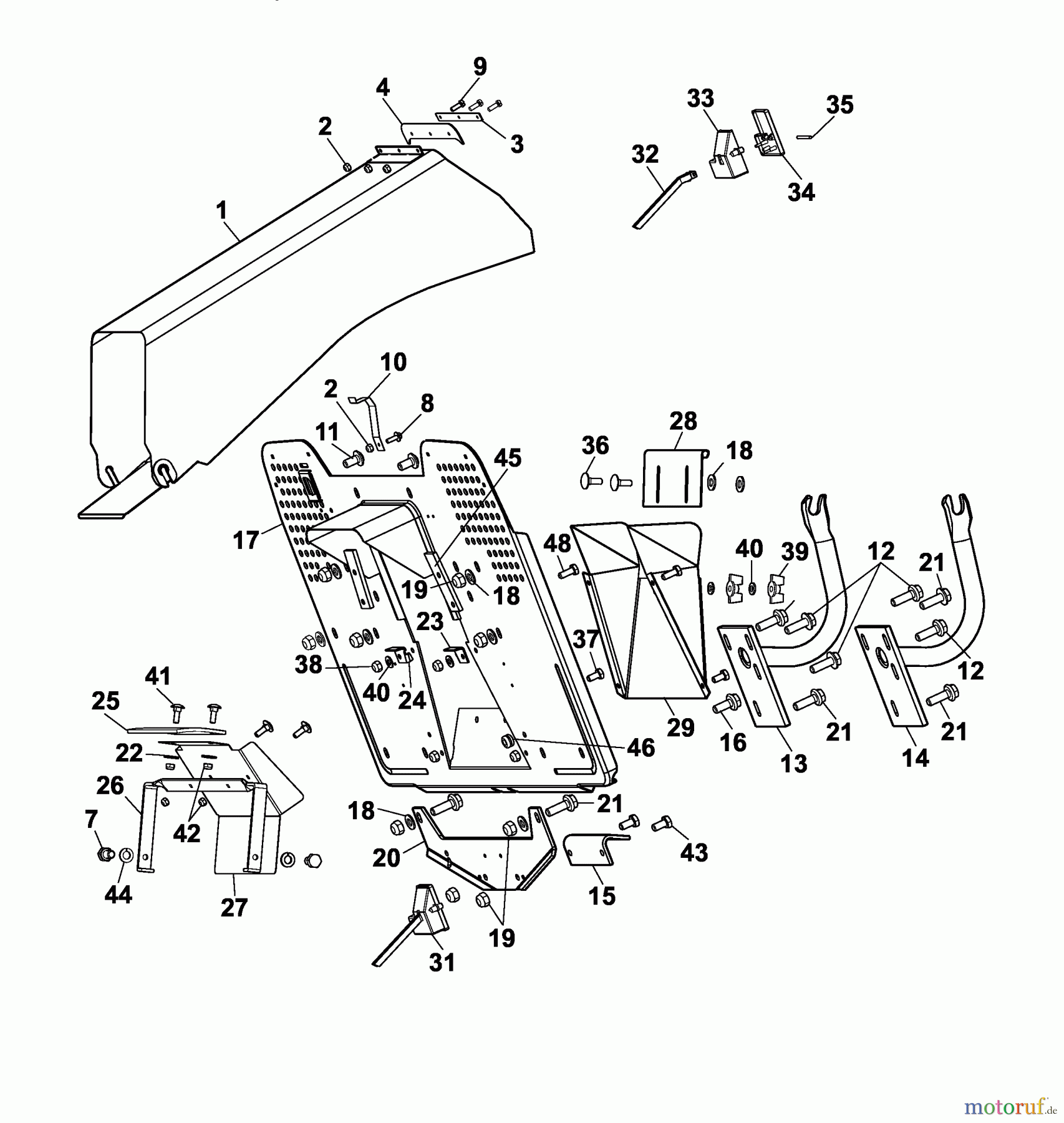 Wolf-Garten Rasentraktoren Trac OHV 6 6200000 Serie C (2004) Aufnahme Fangeinrichtung, Auswurfkanal