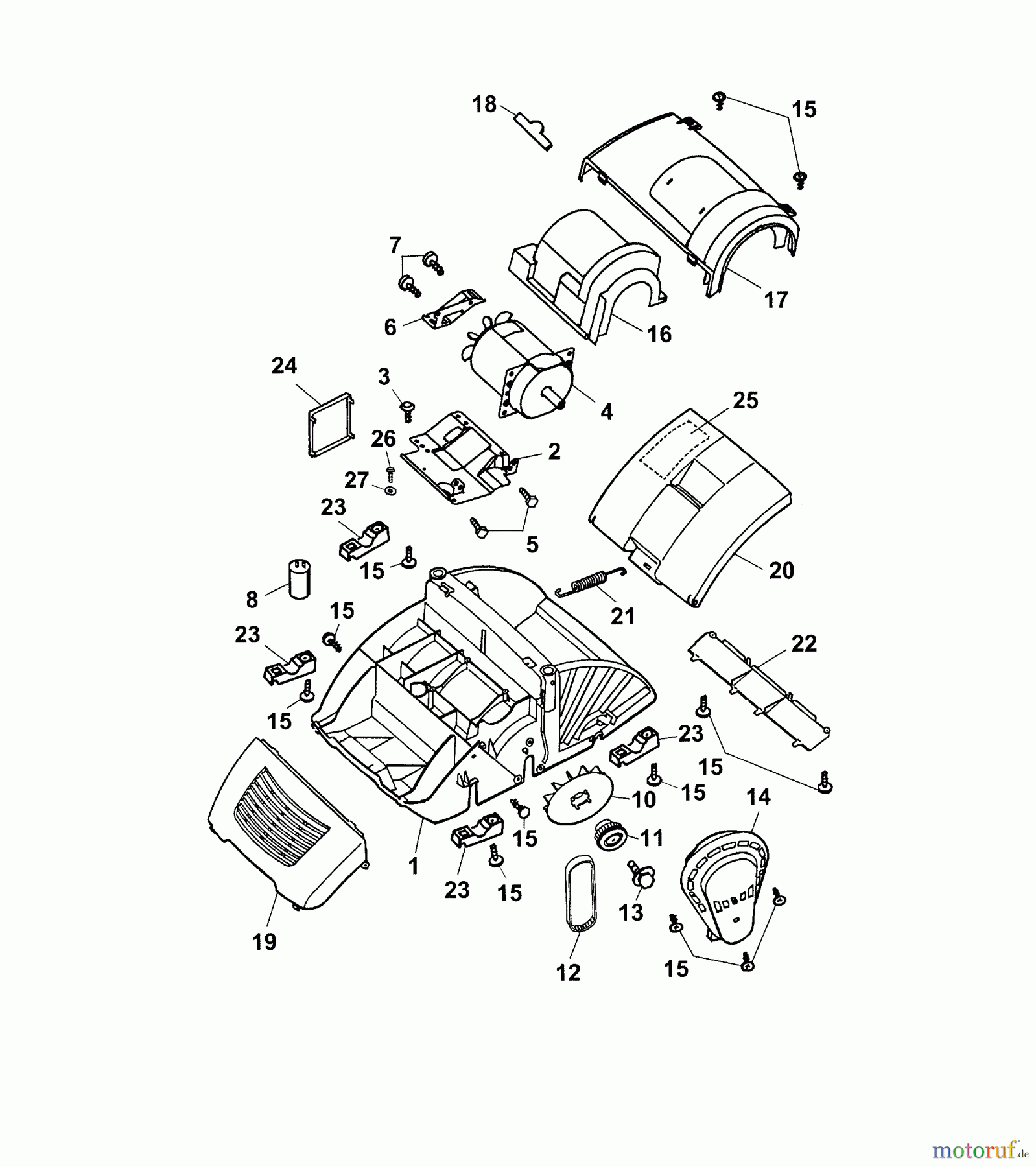 Wolf-Garten Elektrovertikutierer Olympia V Plus 3630685 Serie A (2003) Vertikutierergehäuse