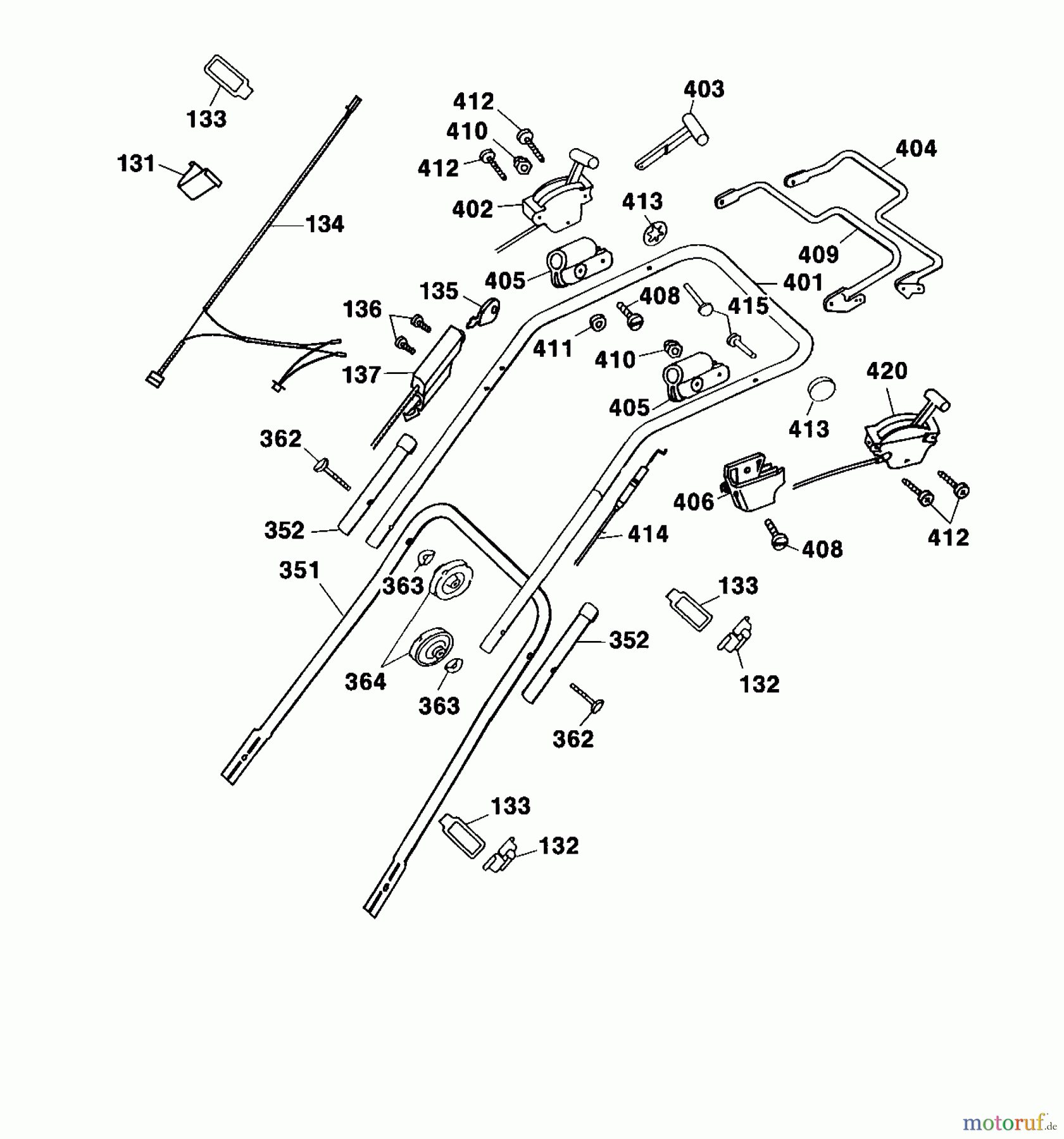 Wolf-Garten Motormäher mit Antrieb Premio 46 BAi 4617000 Serie A (2002) Holm