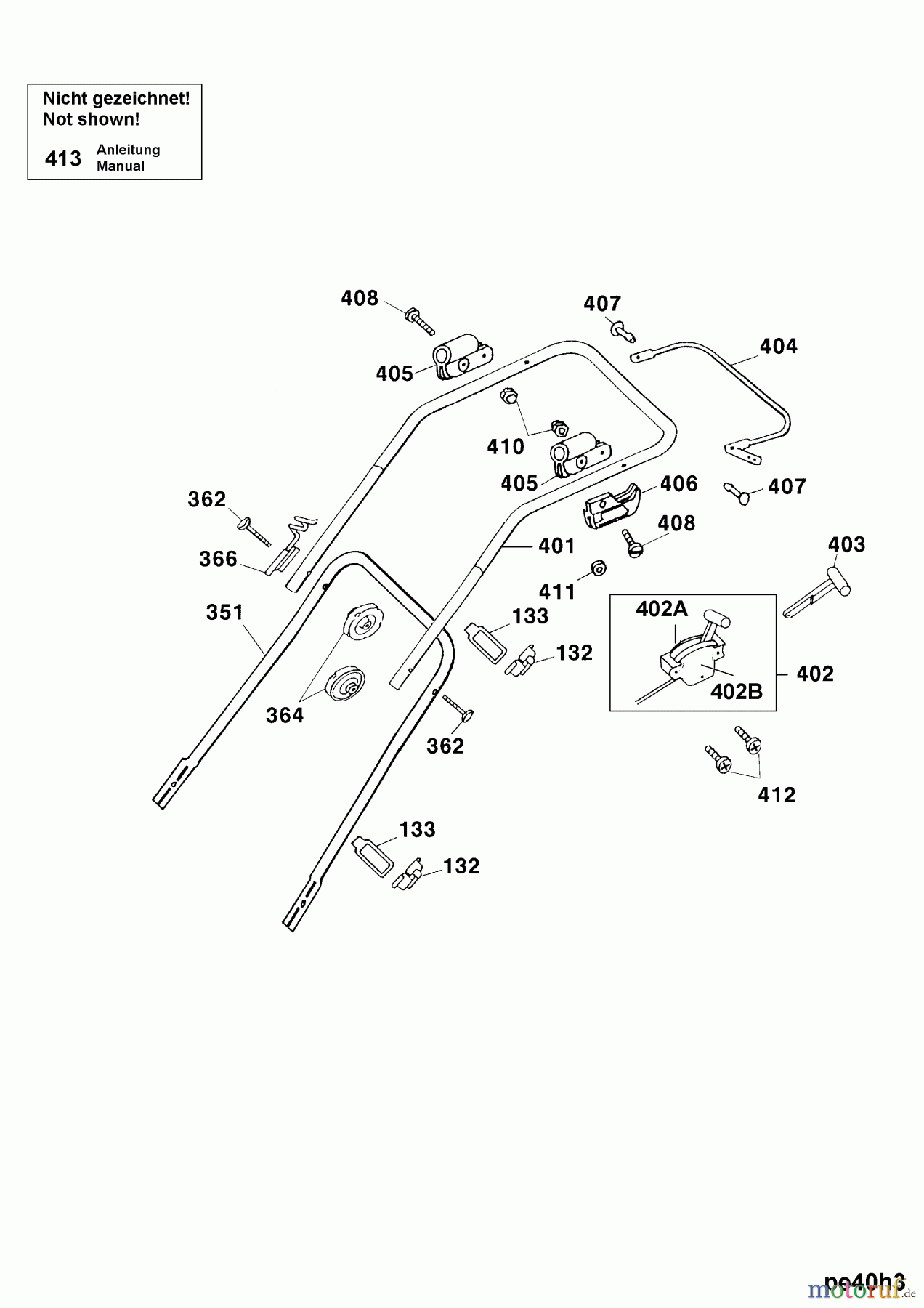 Wolf-Garten Motormäher Power Edition 40 H 4011005 Serie B (2003) Holm