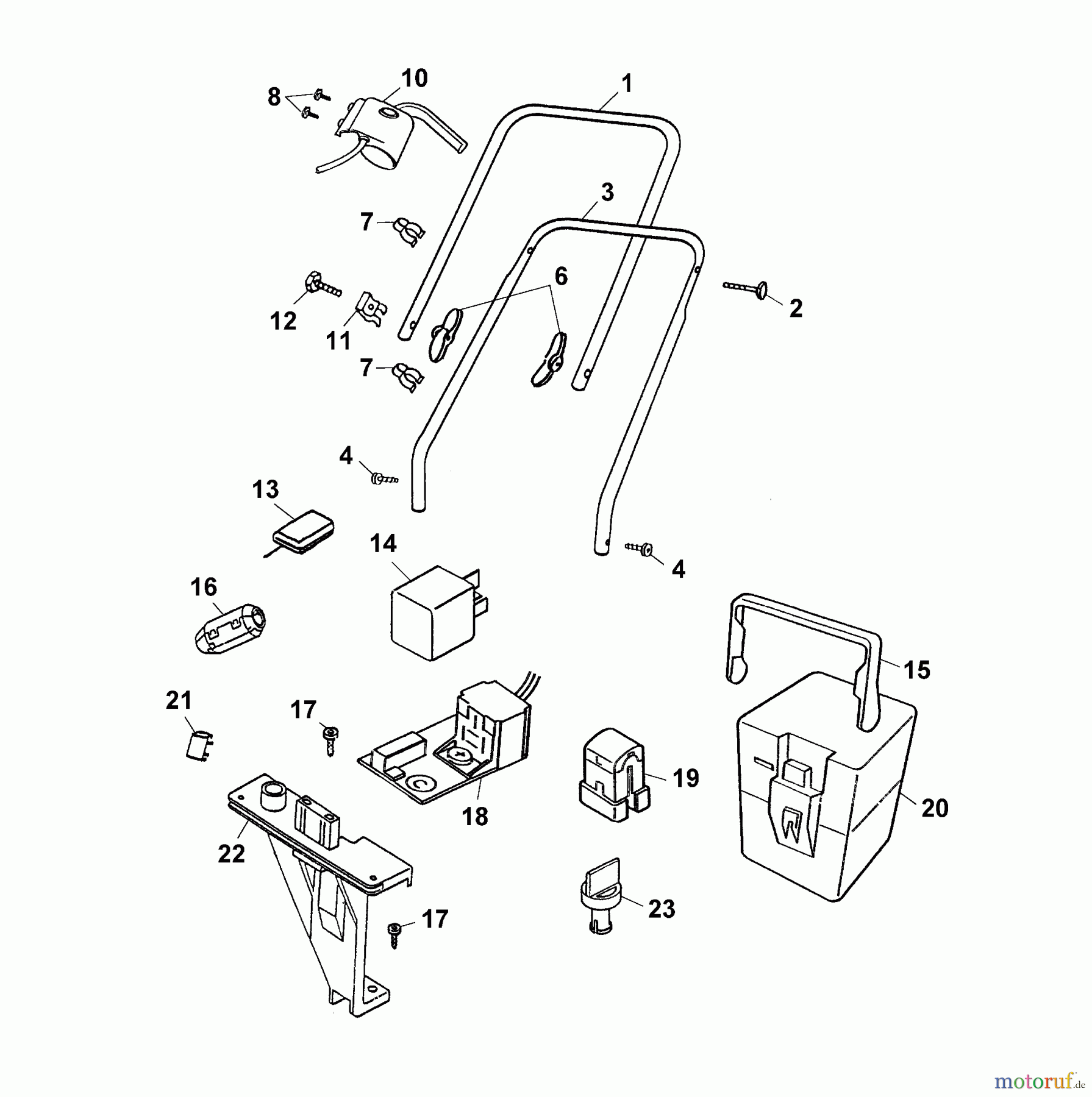  Wolf-Garten Akkumäher P 32 E 9 4911001 Serie D-F  (2003) Elektroteile, Holm