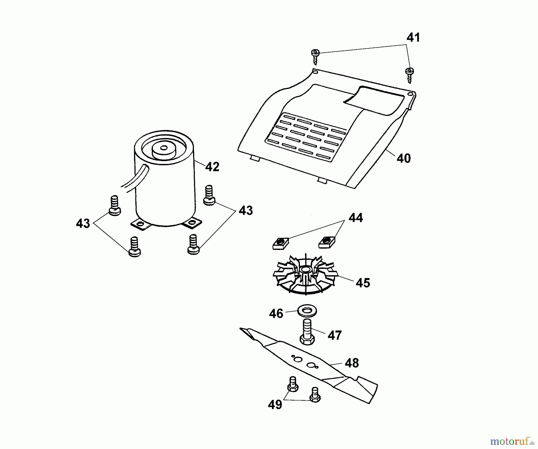 Wolf-Garten Akkumäher Picco 32 AC 4911000 Serie G (2004) Abdeckhaube Motor, Messer, Motor