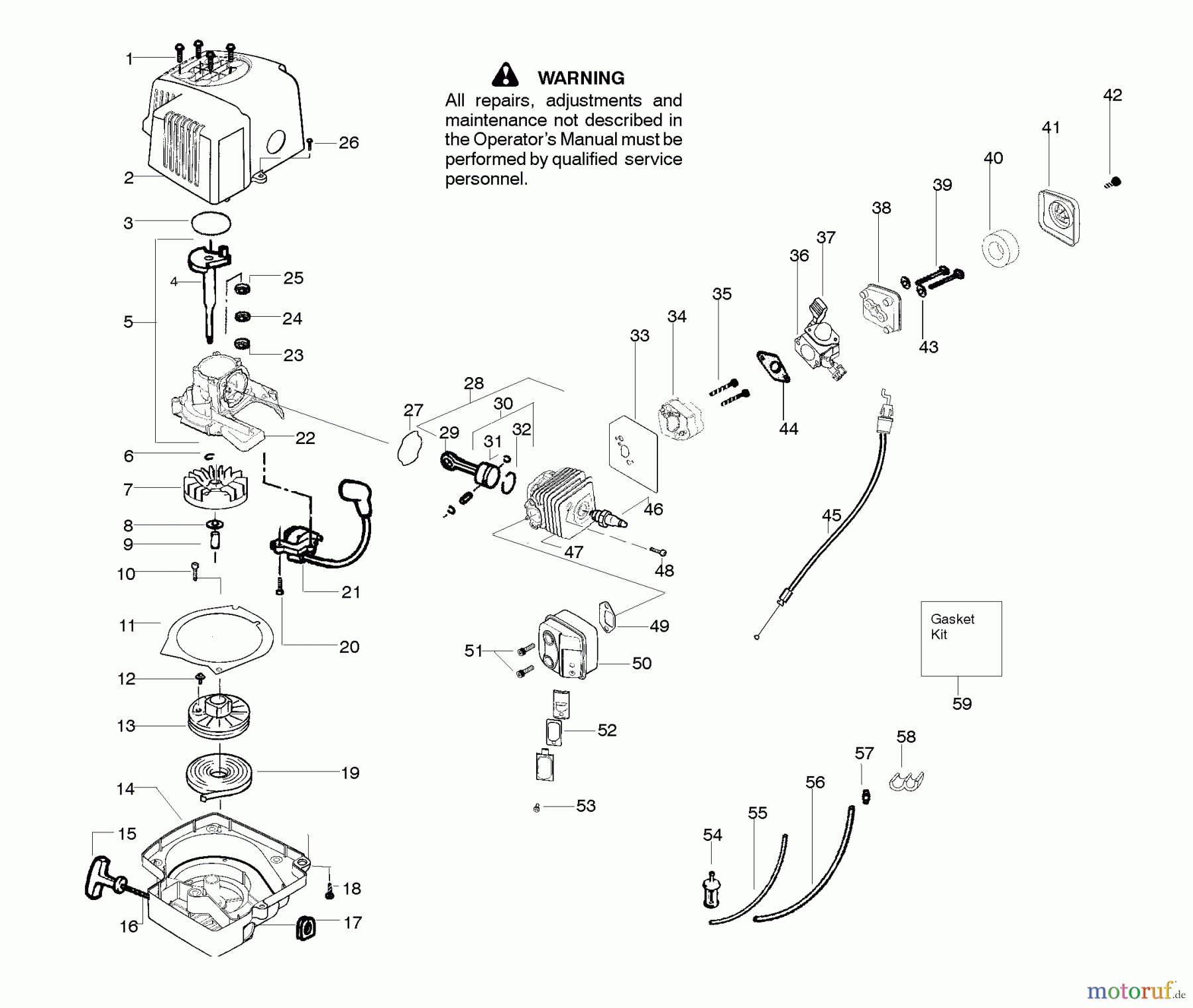 Poulan / Weed Eater Heckenscheren DAHT 22 - Weed Eater Hedge Trimmer Engine Assembly