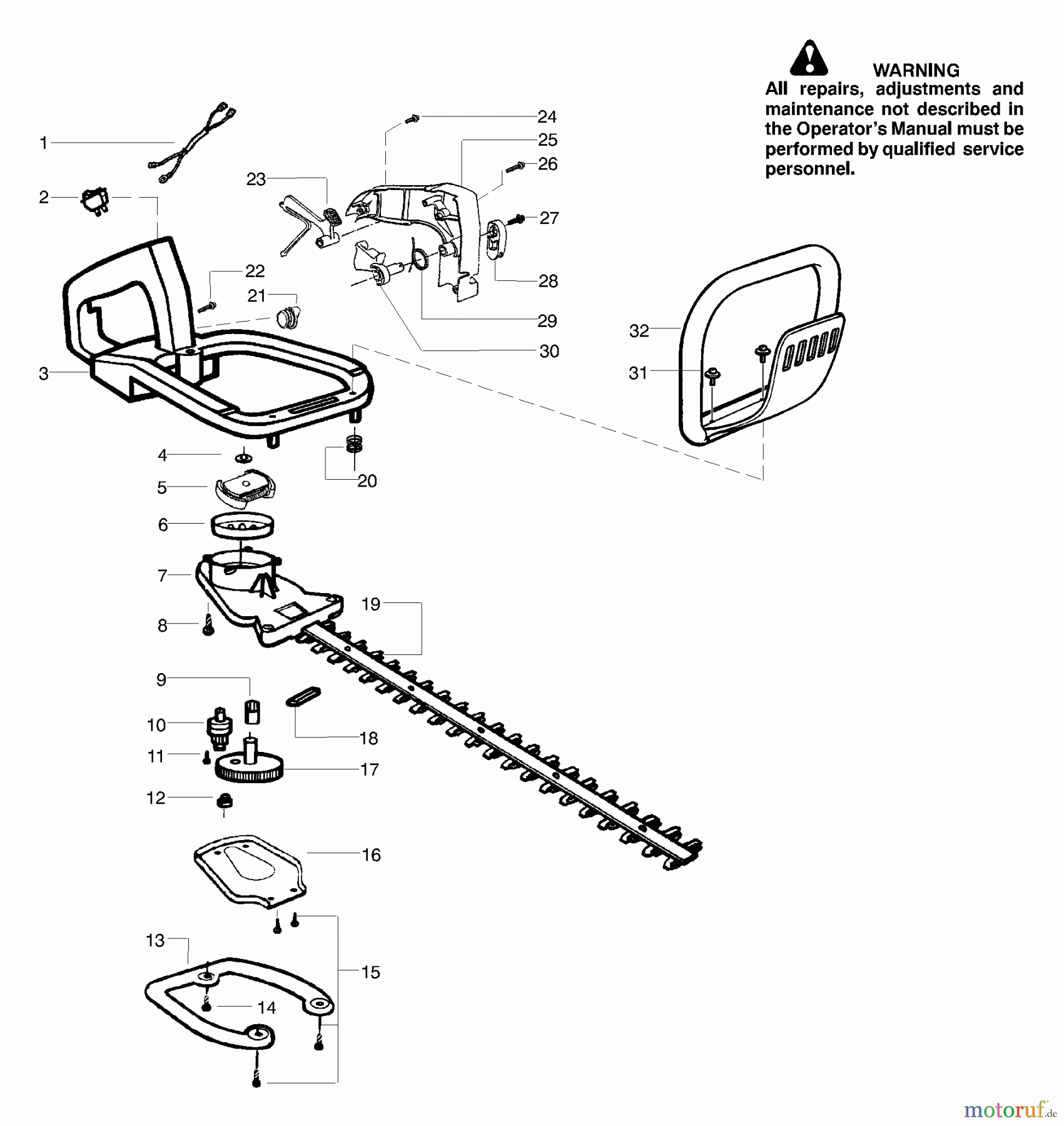 Poulan / Weed Eater Heckenscheren GHT180LE (Type 2) - Weed Eater Hedge Trimmer Handle & Blade Assembly Type 2,3,4