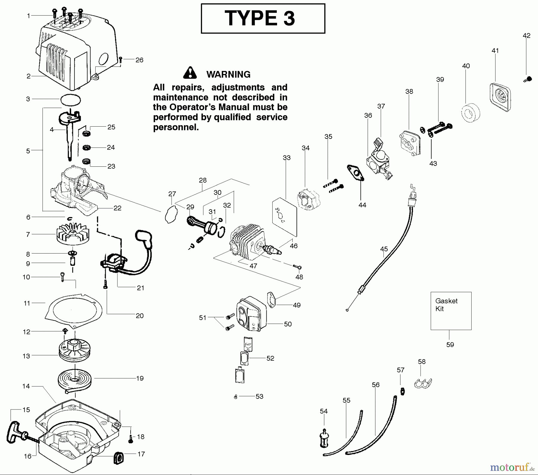 Poulan / Weed Eater Heckenscheren GHT195LE (Type 3) - Weed Eater Hedge Trimmer Engine Type 3