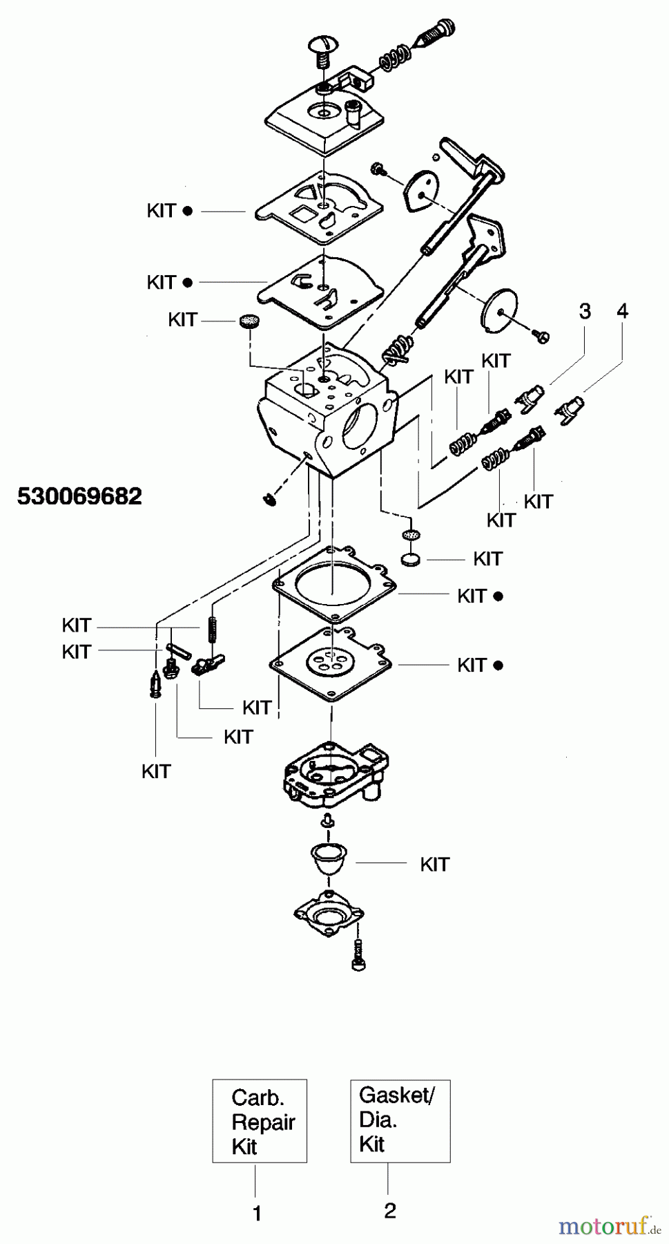 Poulan / Weed Eater Heckenscheren GHT220 (Type 2) - Weed Eater Hedge Trimmer Carburetor Assembly (Zama C1U-W4) 530069682