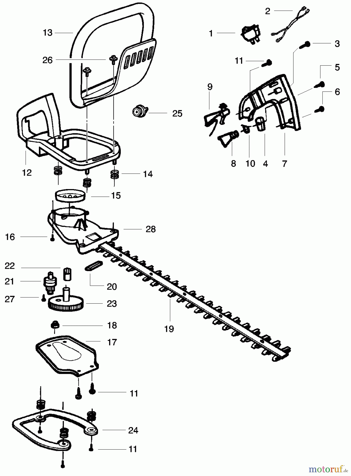 Poulan / Weed Eater Heckenscheren GHT180 (Type 1) - Weed Eater Hedge Trimmer Handle & Blade Assembly
