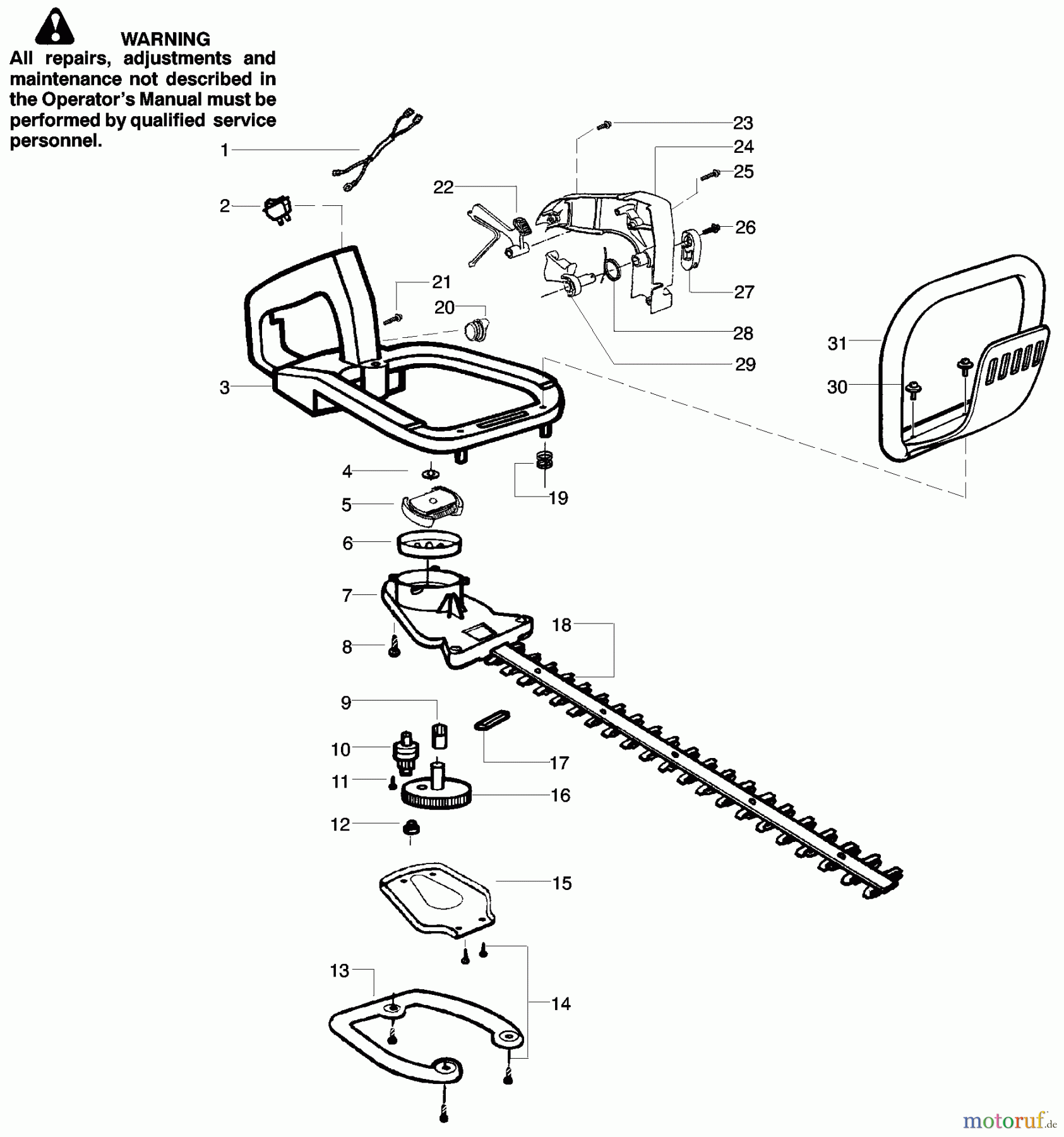 Poulan / Weed Eater Heckenscheren GHT180 (Type 3) - Weed Eater Hedge Trimmer Handle & Blade Assembly