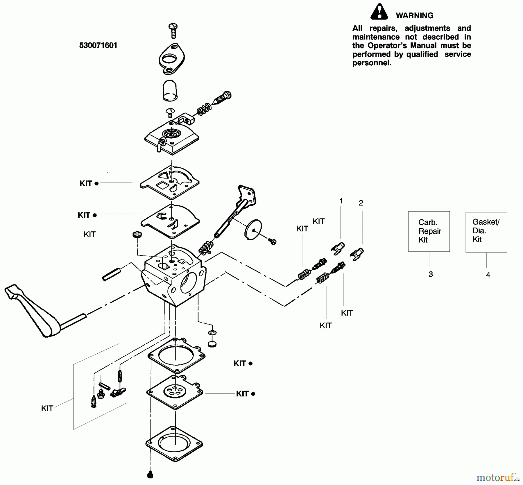 Poulan / Weed Eater Heckenscheren GHT180 (Type 3) - Weed Eater Hedge Trimmer Carburetor Assembly (Zama C1U-W13) 530071601