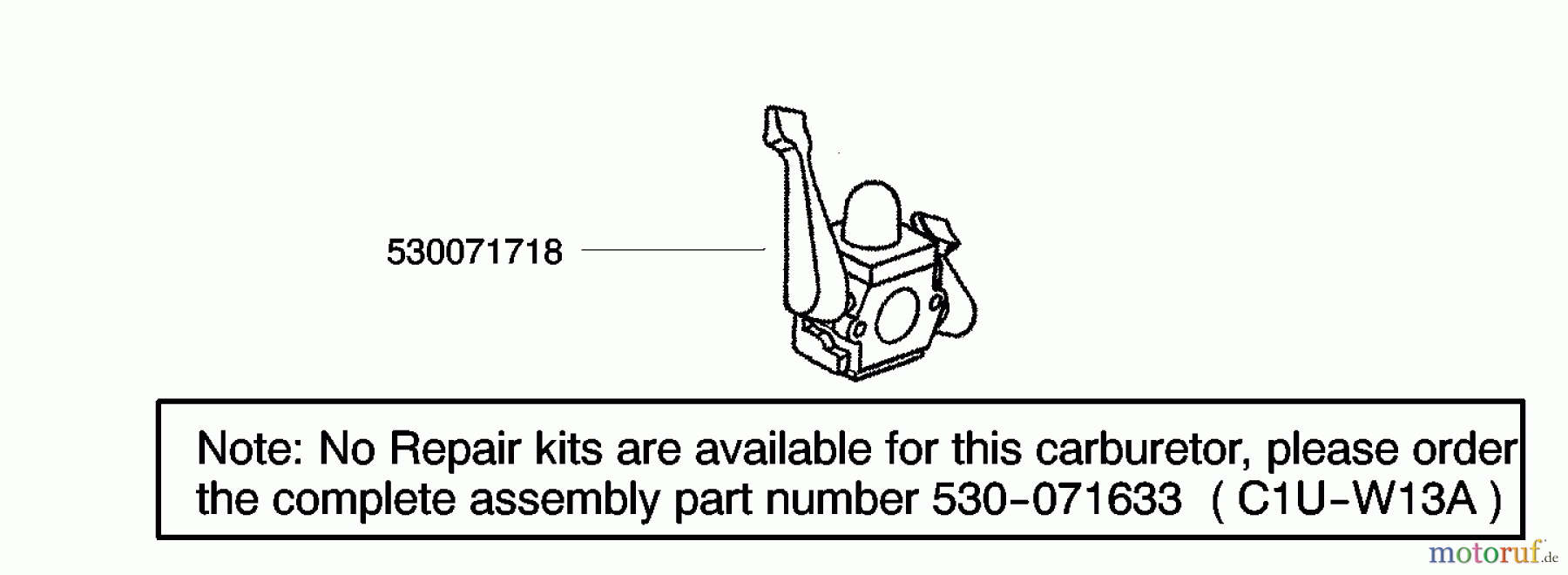 Poulan / Weed Eater Heckenscheren GHT180 (Type 1) - Weed Eater Hedge Trimmer Carburetor Assembly (Zama C1U-W13A) 530071633