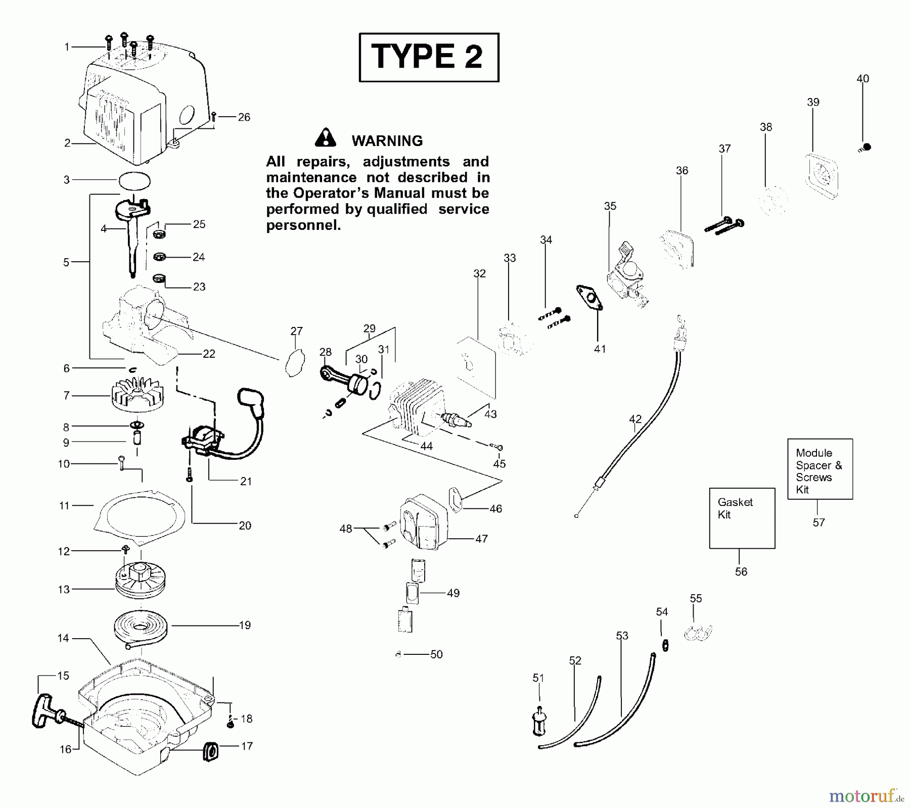 Poulan / Weed Eater Heckenscheren GHT220LE (Type 2) - Weed Eater Hedge Trimmer Engine Assembly Type 2
