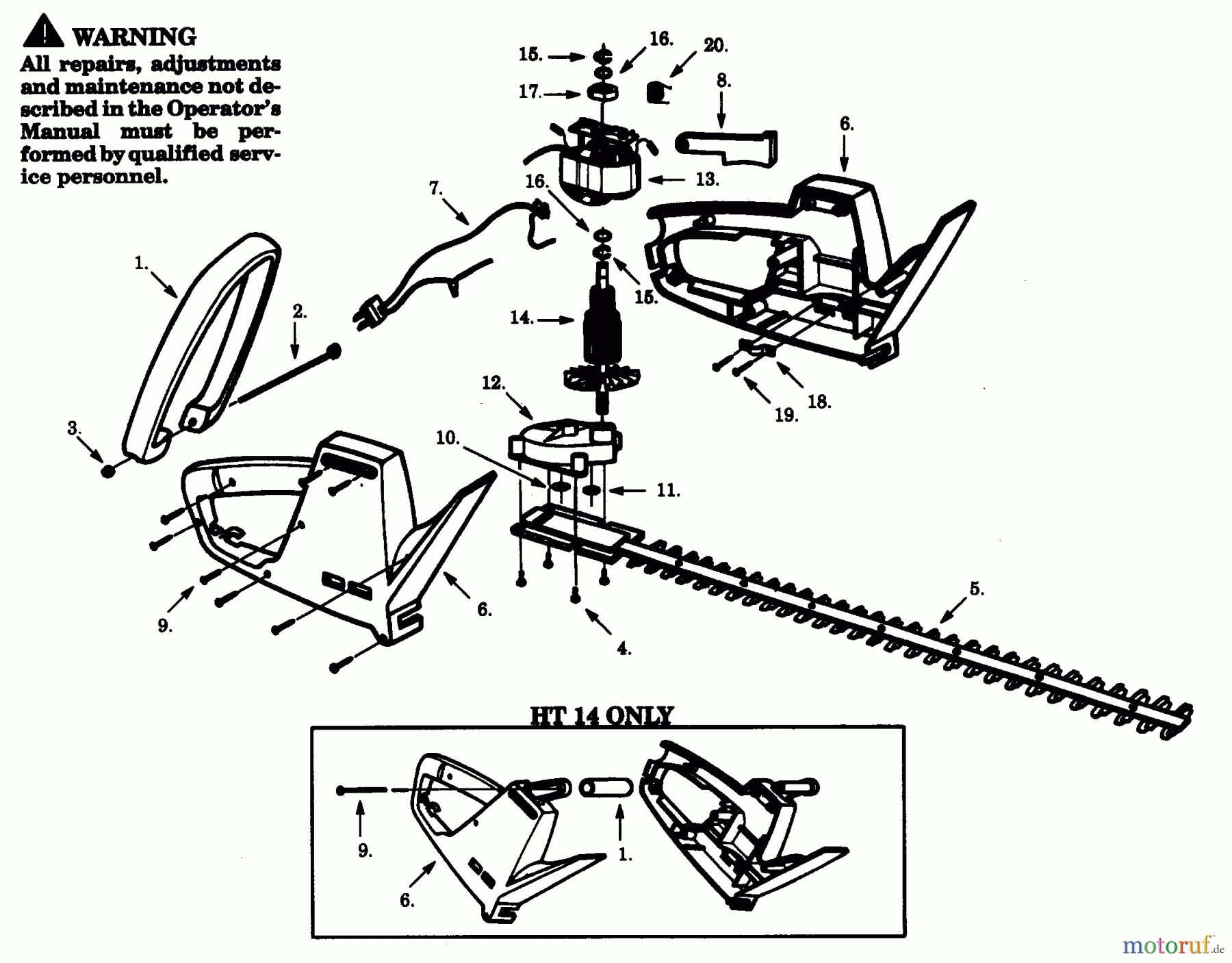  Poulan / Weed Eater Heckenscheren HT17 - Weed Eater Electric Hedge Trimmer ASSEMBLY