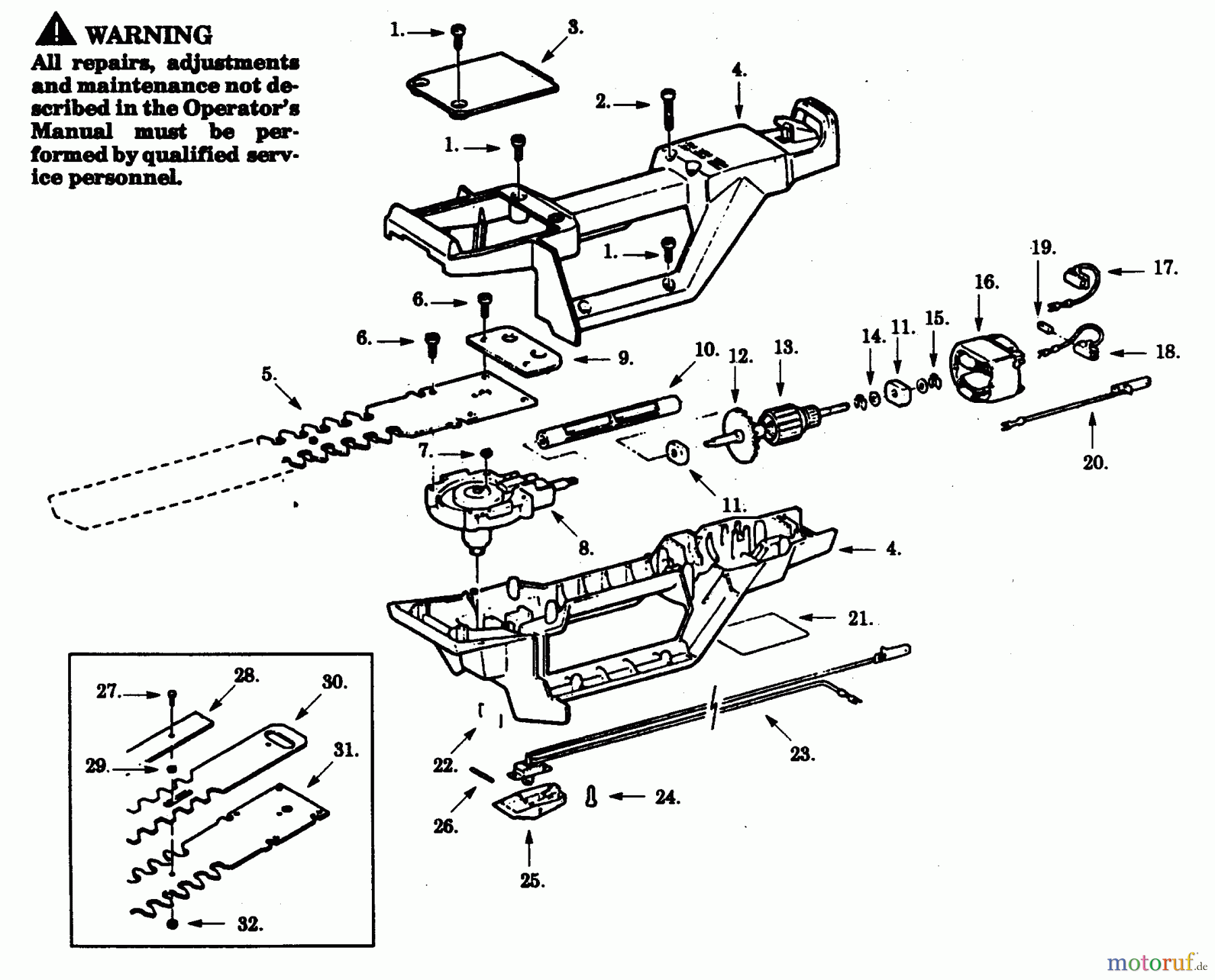 Poulan / Weed Eater Heckenscheren HT2200 - Paramount Electric Hedge Trimmer HEDGE TRIMMER ASSEMBLY