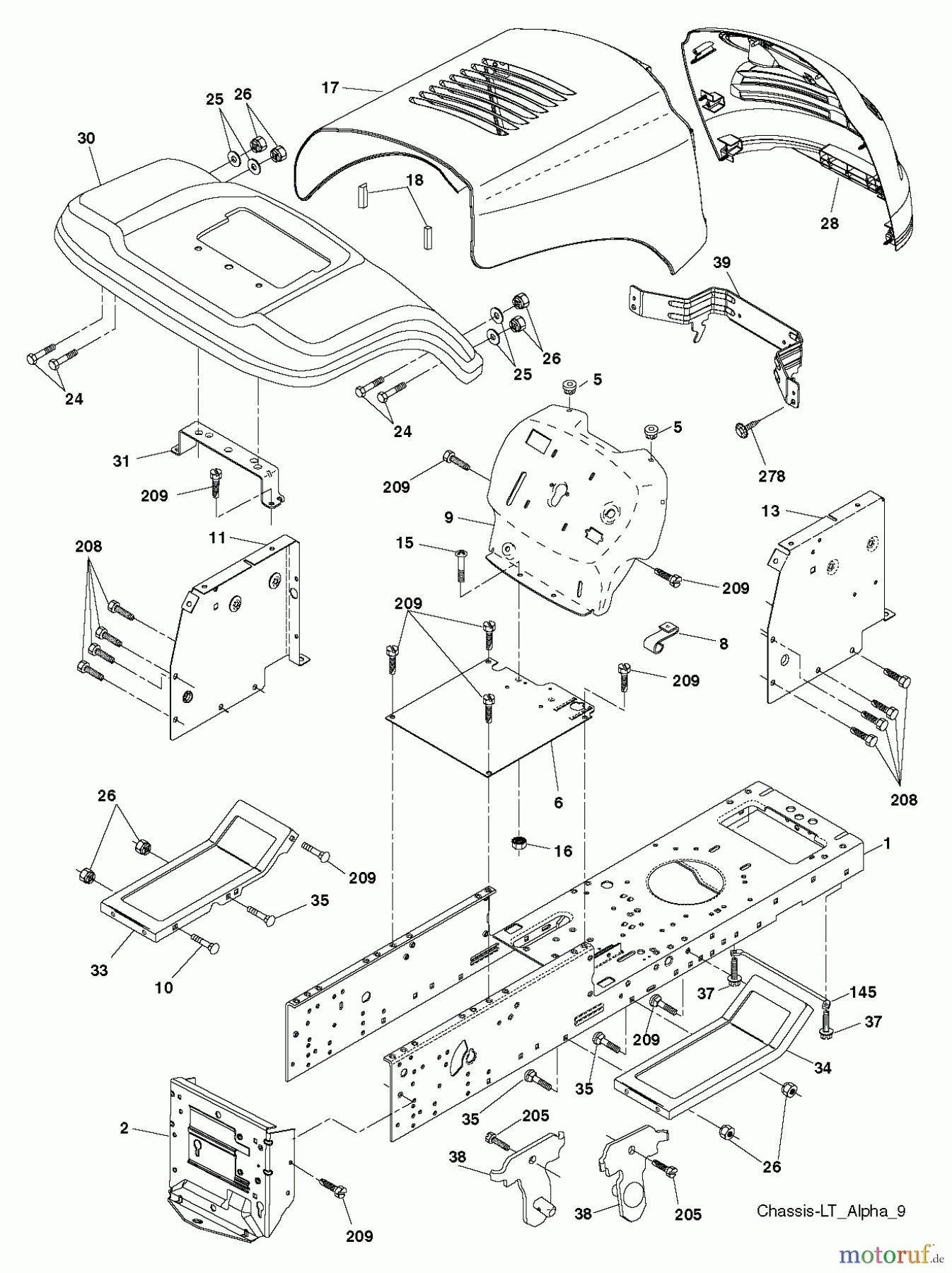  Poulan / Weed Eater Rasen und Gartentraktoren 11597 (96011030600) - Poulan Pro Lawn Tractor (2012-01) CHASSIS ENCLOSURES