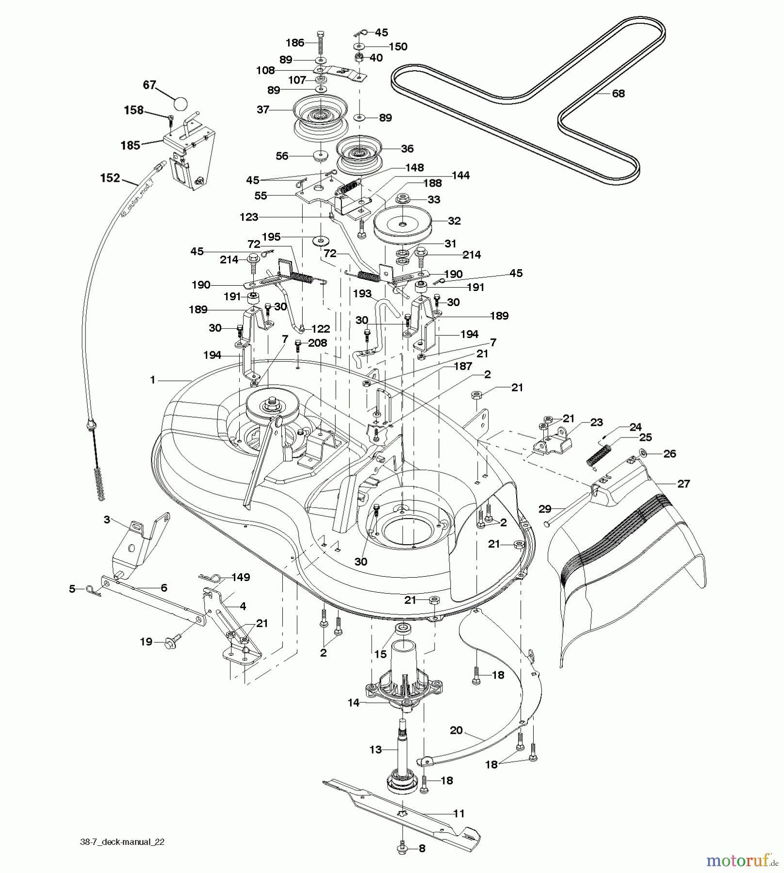 Poulan / Weed Eater Rasen und Gartentraktoren 11597 (96011030600) - Poulan Pro Lawn Tractor (2012-01) MOWER DECK / CUTTING DECK