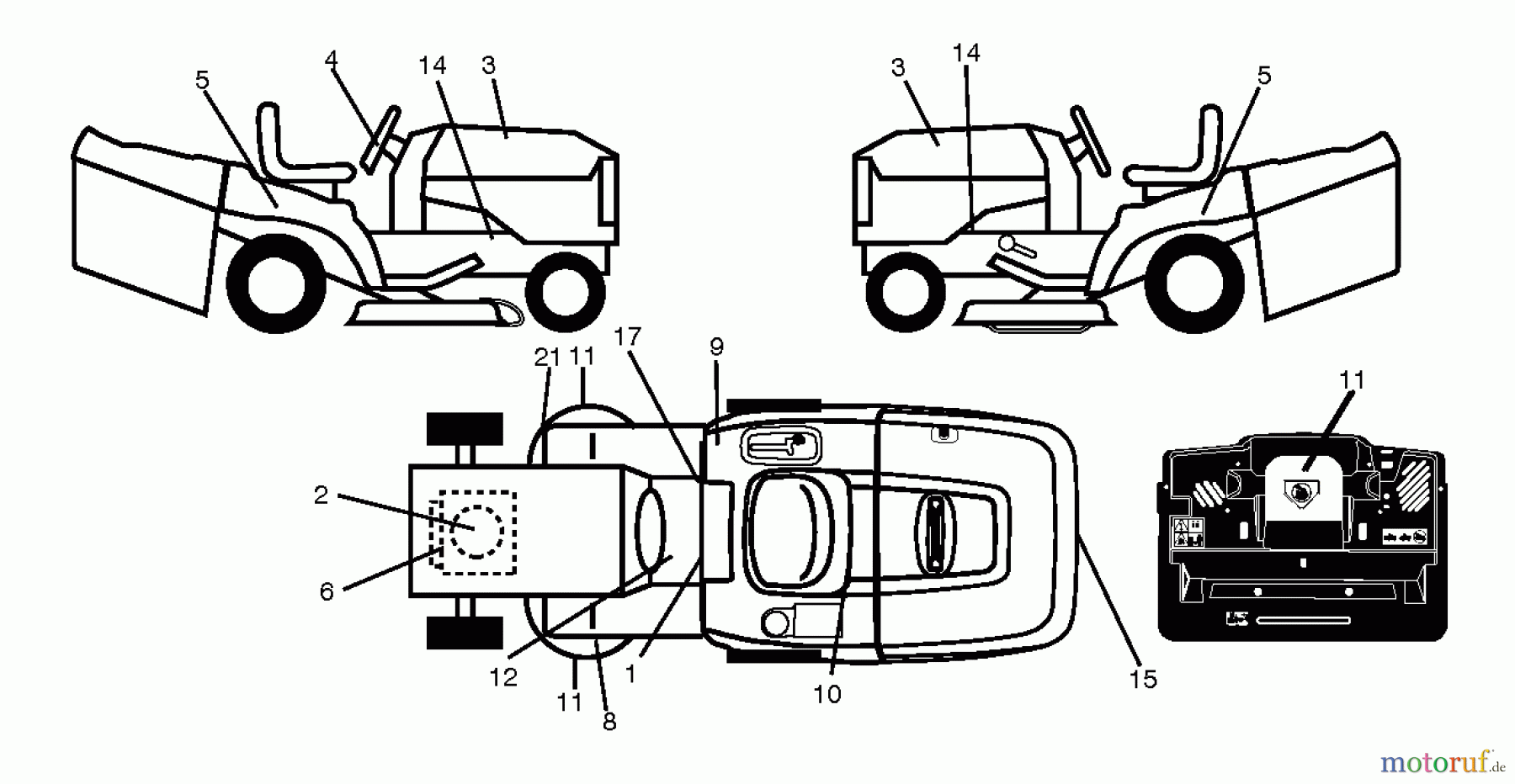 Poulan / Weed Eater Rasen und Gartentraktoren 12597RB (96061034100) - Poulan Pro Lawn Tractor (2011-12) DECALS
