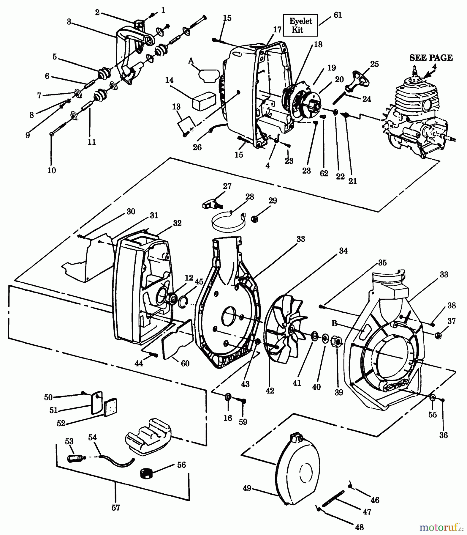 Poulan / Weed Eater Bläser / Sauger / Häcksler / Mulchgeräte 1960 - Weed Eater Blower BLOWER ASSEMBLY