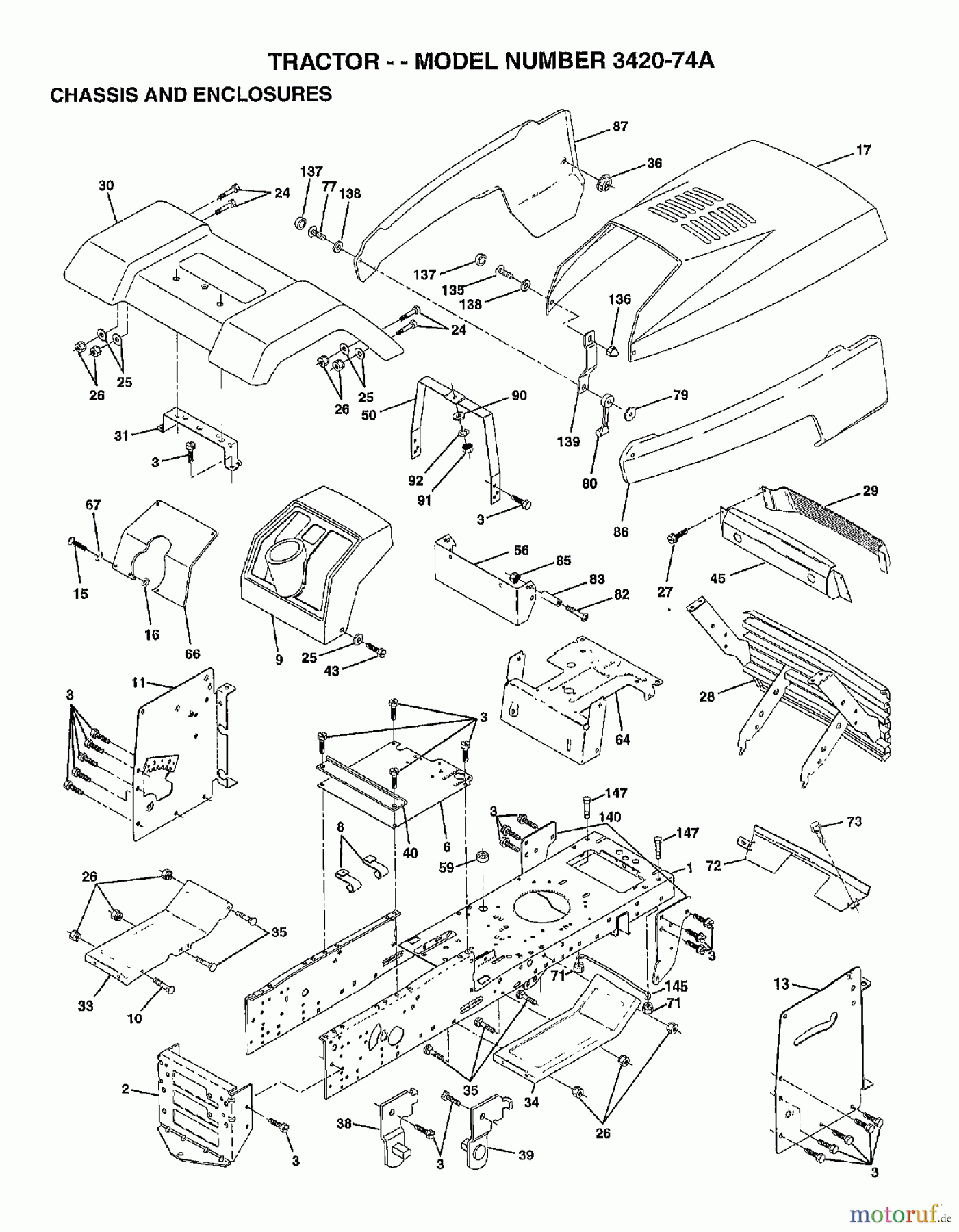 Poulan / Weed Eater Rasen und Gartentraktoren 342074A - Poulan Lawn Tractor (2006-10) CHASSIS ENCLOSURES