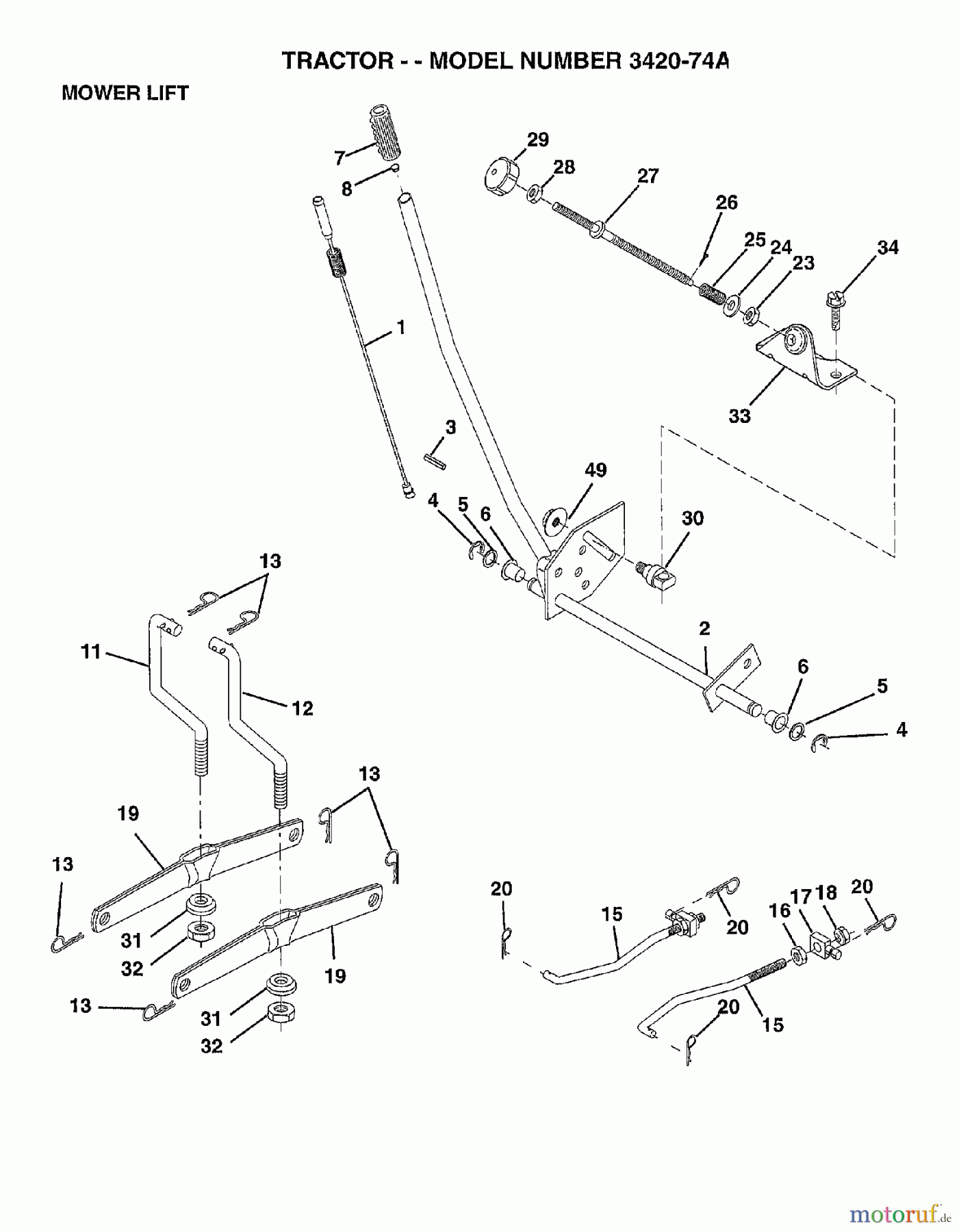 Poulan / Weed Eater Rasen und Gartentraktoren 342074A - Poulan Lawn Tractor (2006-10) MOWER LIFT LEVER
