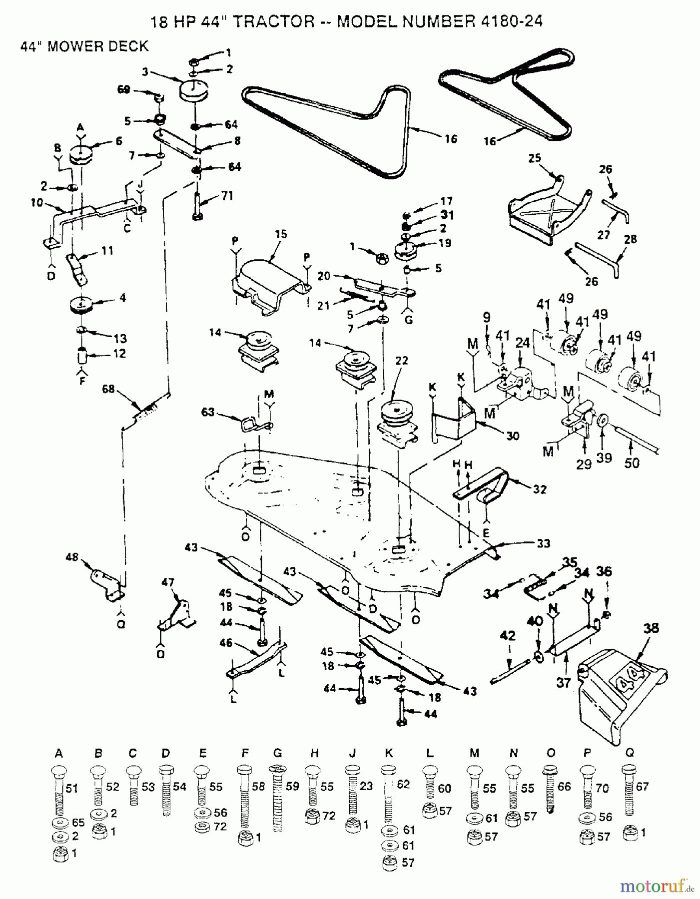  Poulan / Weed Eater Rasen und Gartentraktoren 418024 - Poulan Lawn Tractor (2006-01) MOWER DECK / CUTTING DECK