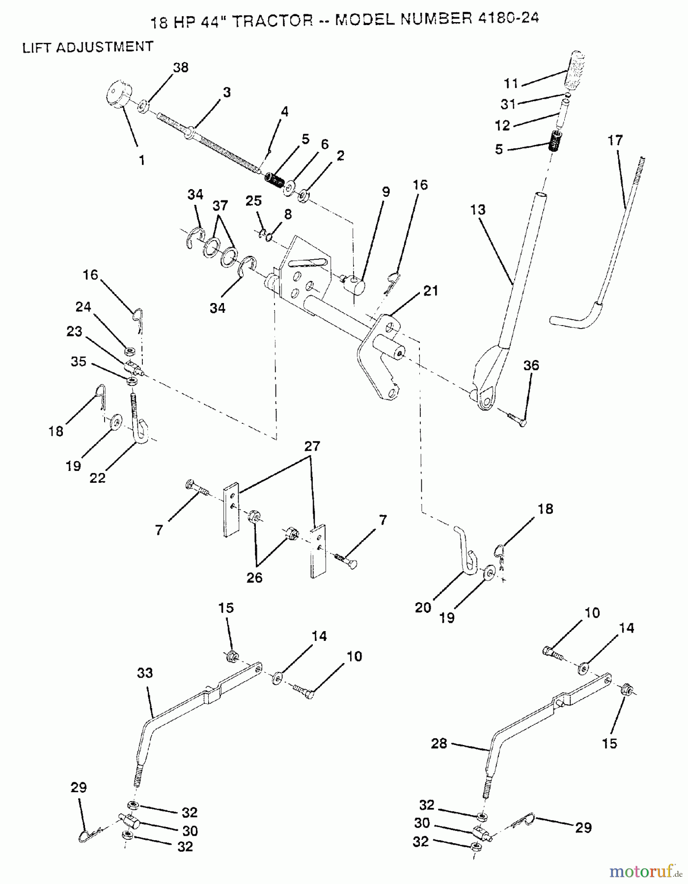 Poulan / Weed Eater Rasen und Gartentraktoren 418024 - Poulan Lawn Tractor (2006-01) MOWER LIFT LEVER