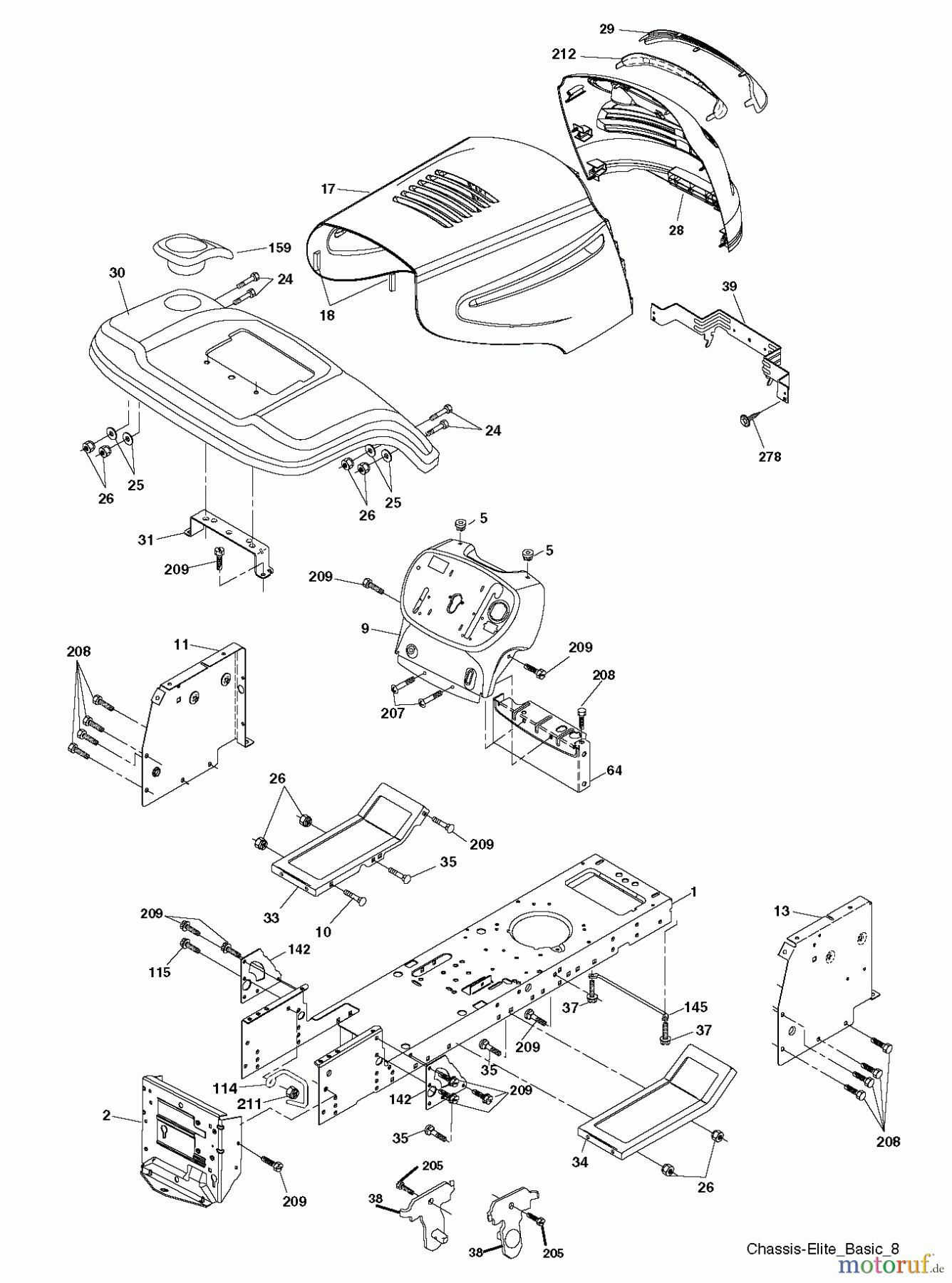 Poulan / Weed Eater Rasen und Gartentraktoren PB14538LT (96012012400) - Poulan Pro Lawn Tractor (2012-09) CHASSIS ENCLOSURES