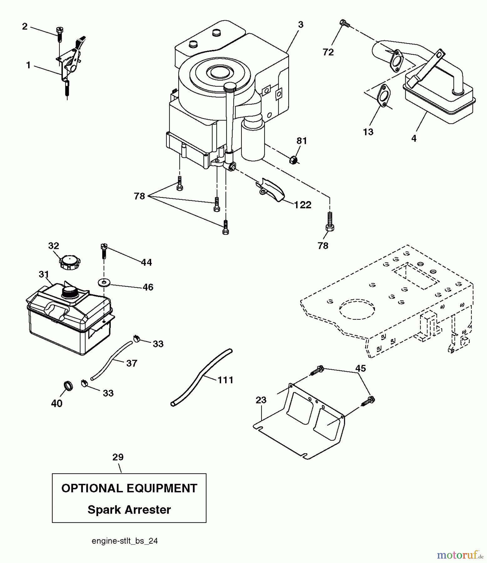  Poulan / Weed Eater Rasen und Gartentraktoren PB14538LT (96012012400) - Poulan Pro Lawn Tractor (2012-09) ENGINE