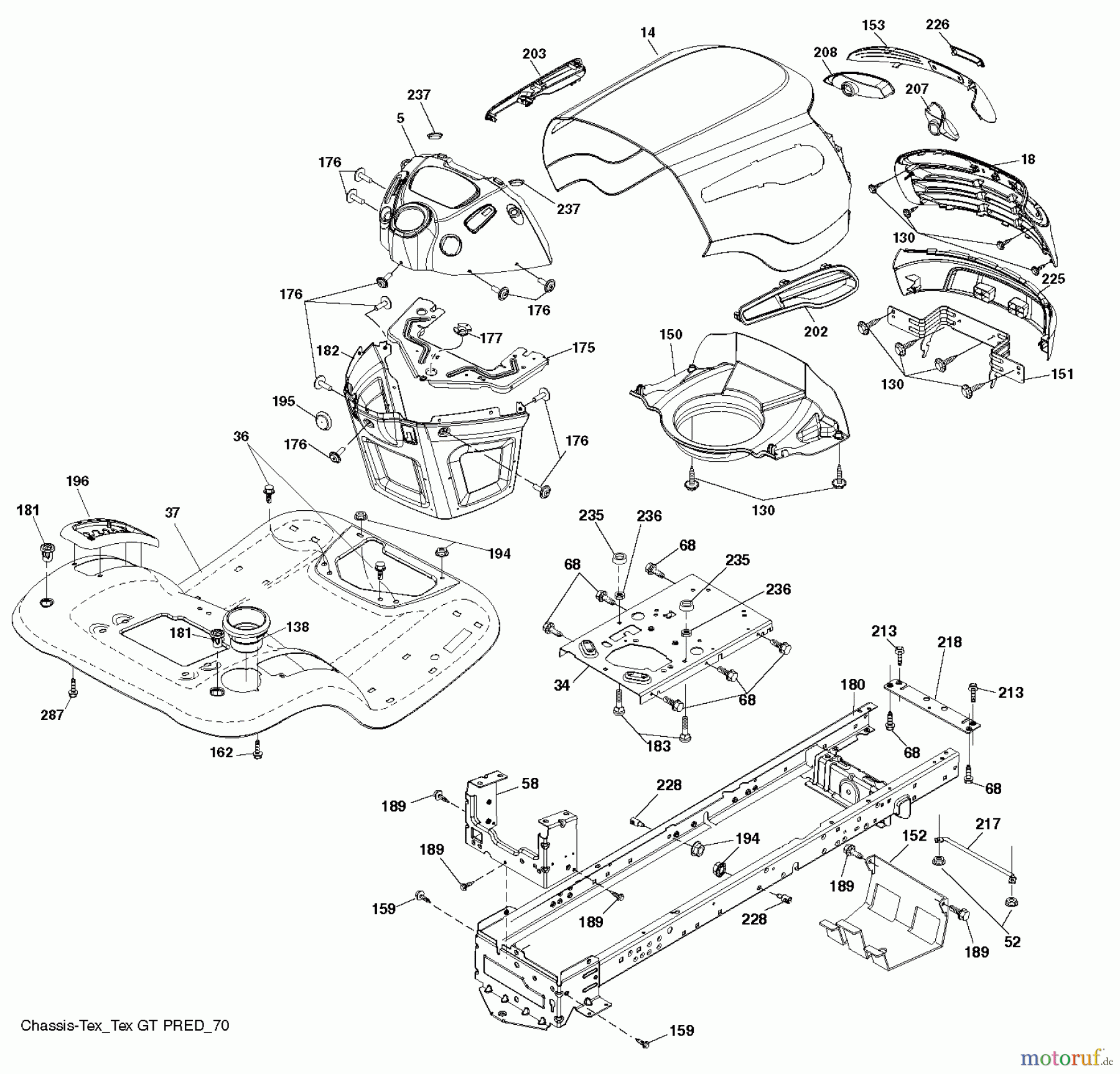 Poulan / Weed Eater Rasen und Gartentraktoren PB18VA46 (96042015400) - Poulan Pro Lawn Tractor (2013-09) CHASSIS ENCLOSURES