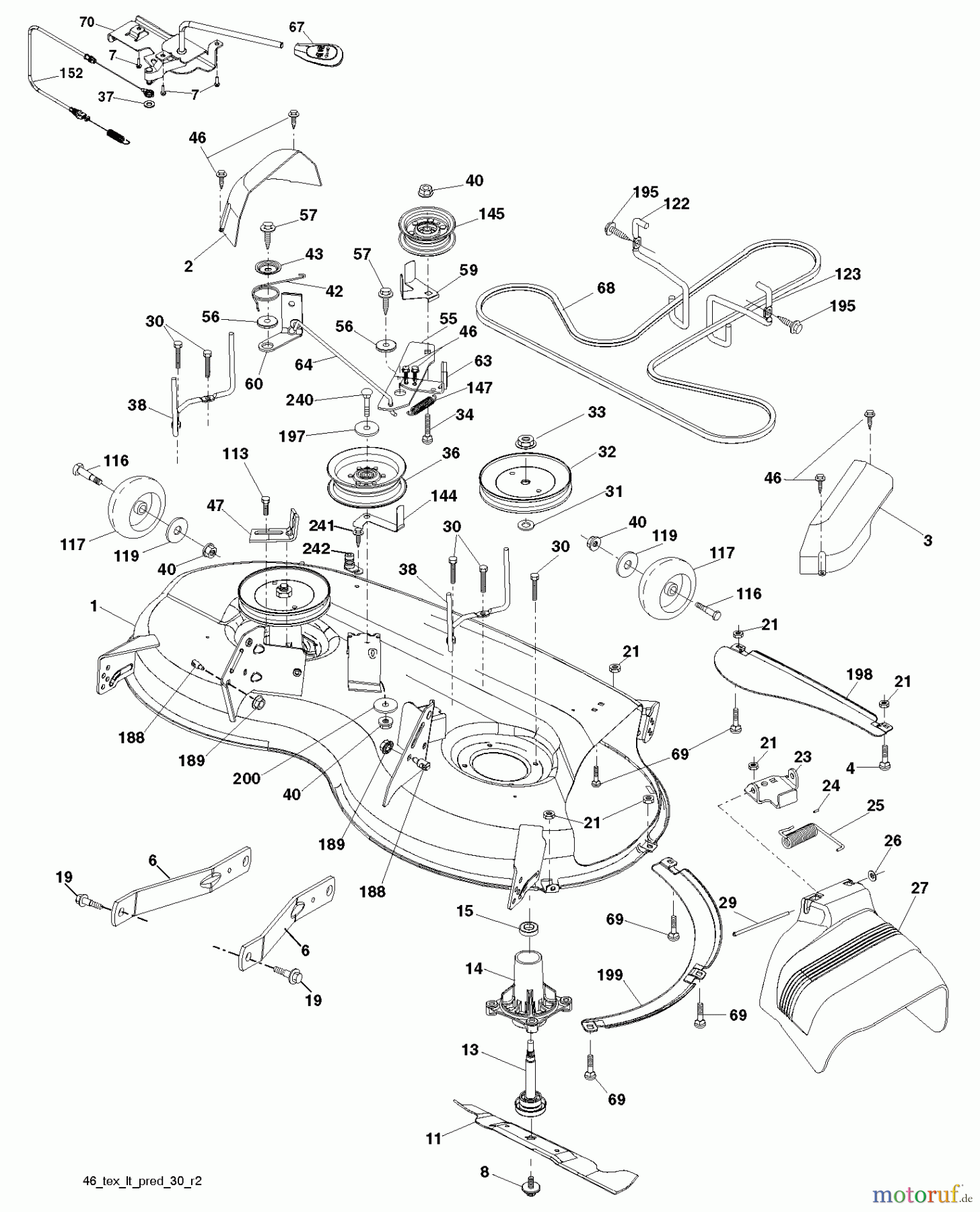 Poulan / Weed Eater Rasen und Gartentraktoren PB18VA46 (96042015400) - Poulan Pro Lawn Tractor (2013-09) MOWER DECK / CUTTING DECK