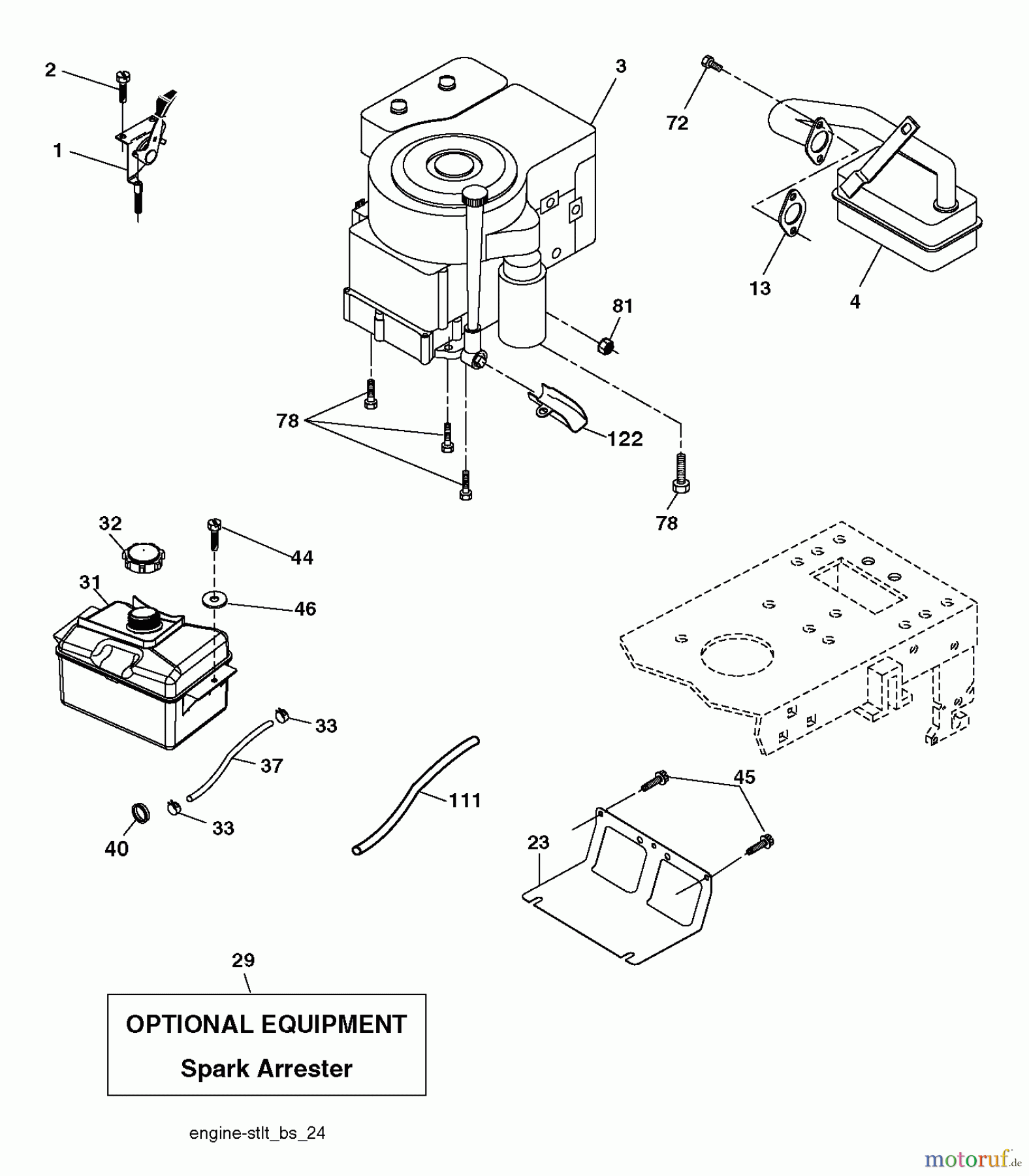 Poulan / Weed Eater Rasen und Gartentraktoren PB19542LT (96012012201) - Poulan Pro Lawn Tractor (2012-08) ENGINE