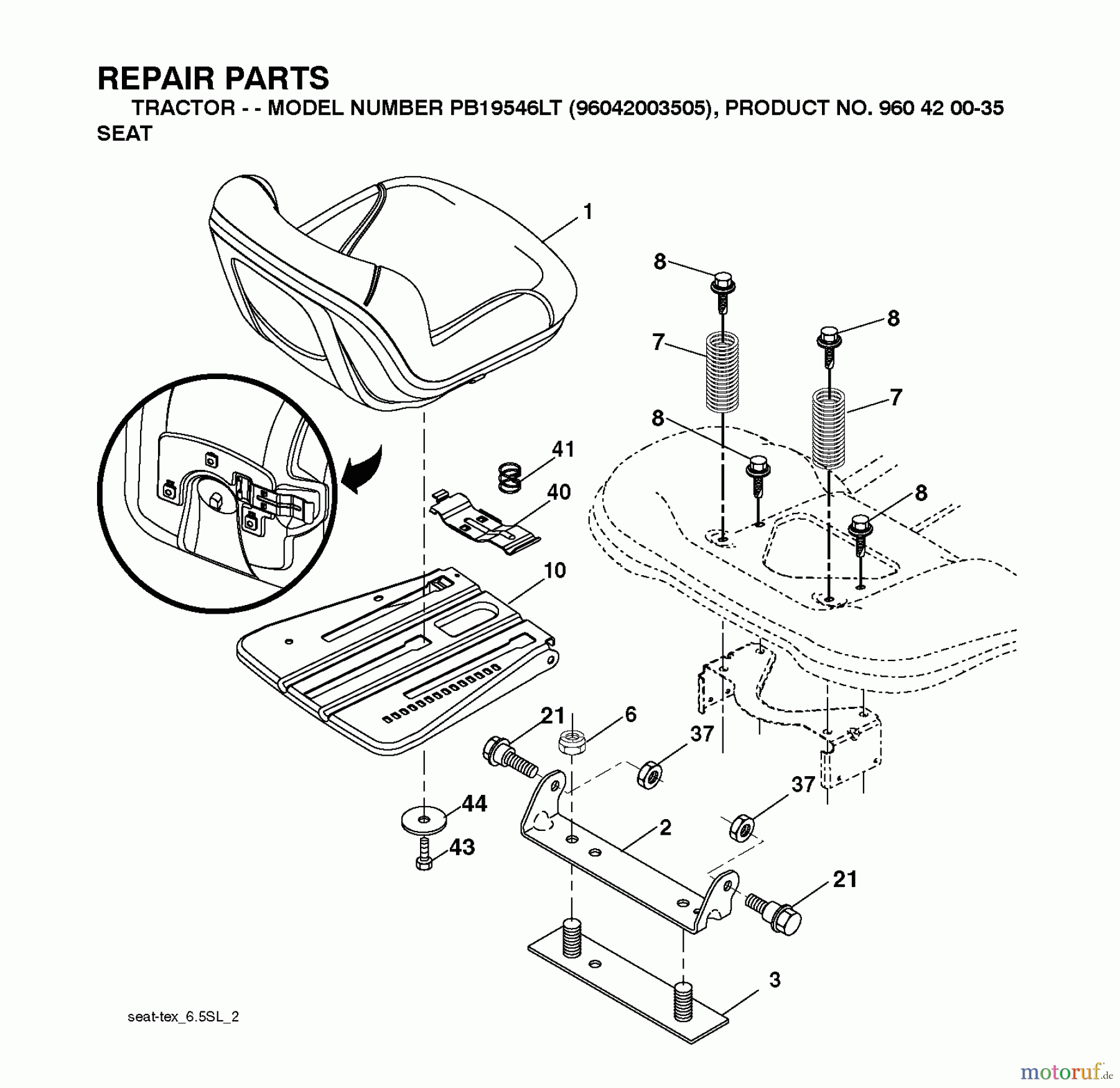 Poulan / Weed Eater Rasen und Gartentraktoren PB19546LT (96048001700) - Poulan Pro Lawn Tractor (2010-12) SEAT