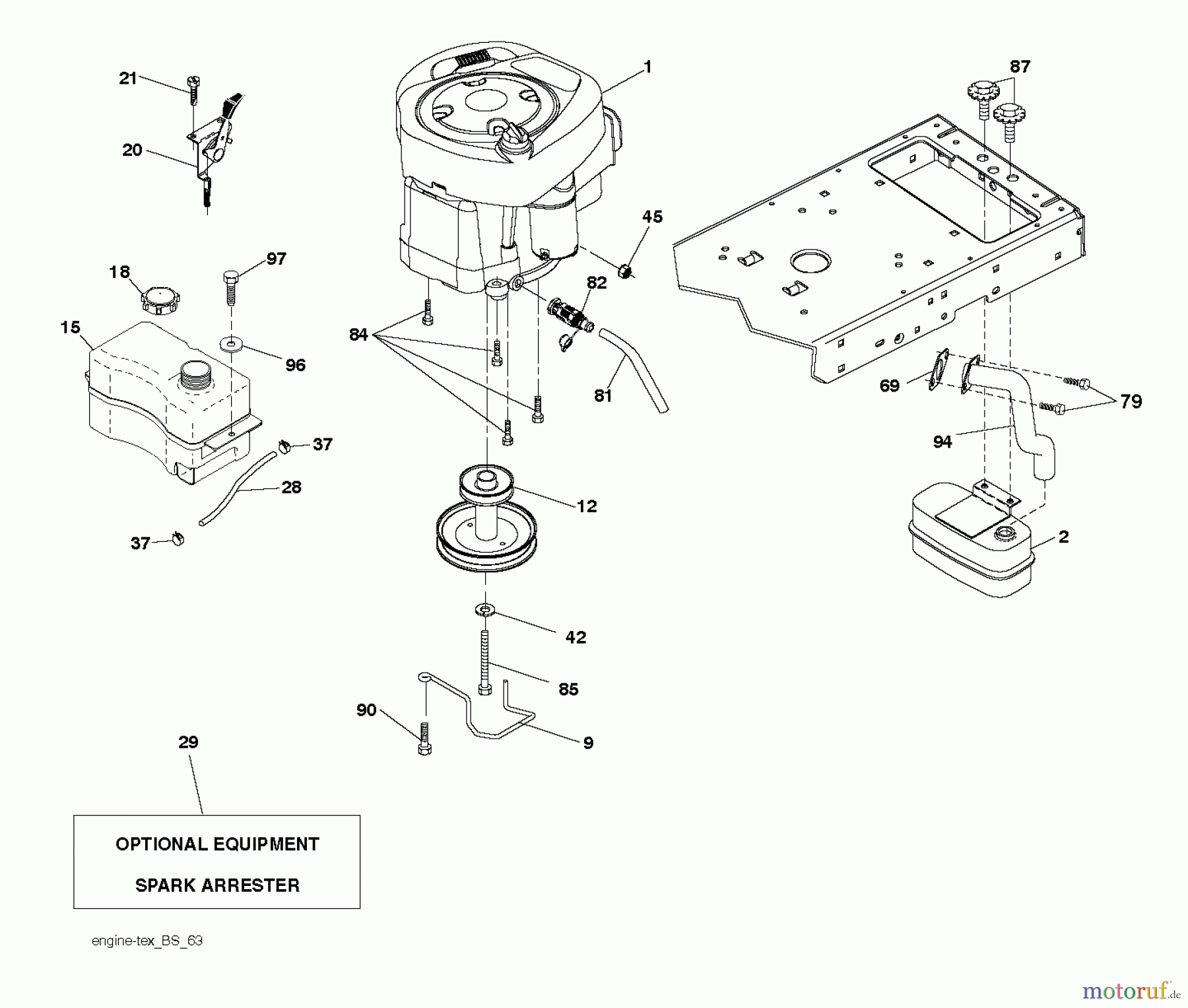  Poulan / Weed Eater Rasen und Gartentraktoren PB20A42LT (96048002500) - Poulan Pro Lawn Tractor (2012-01) ENGINE