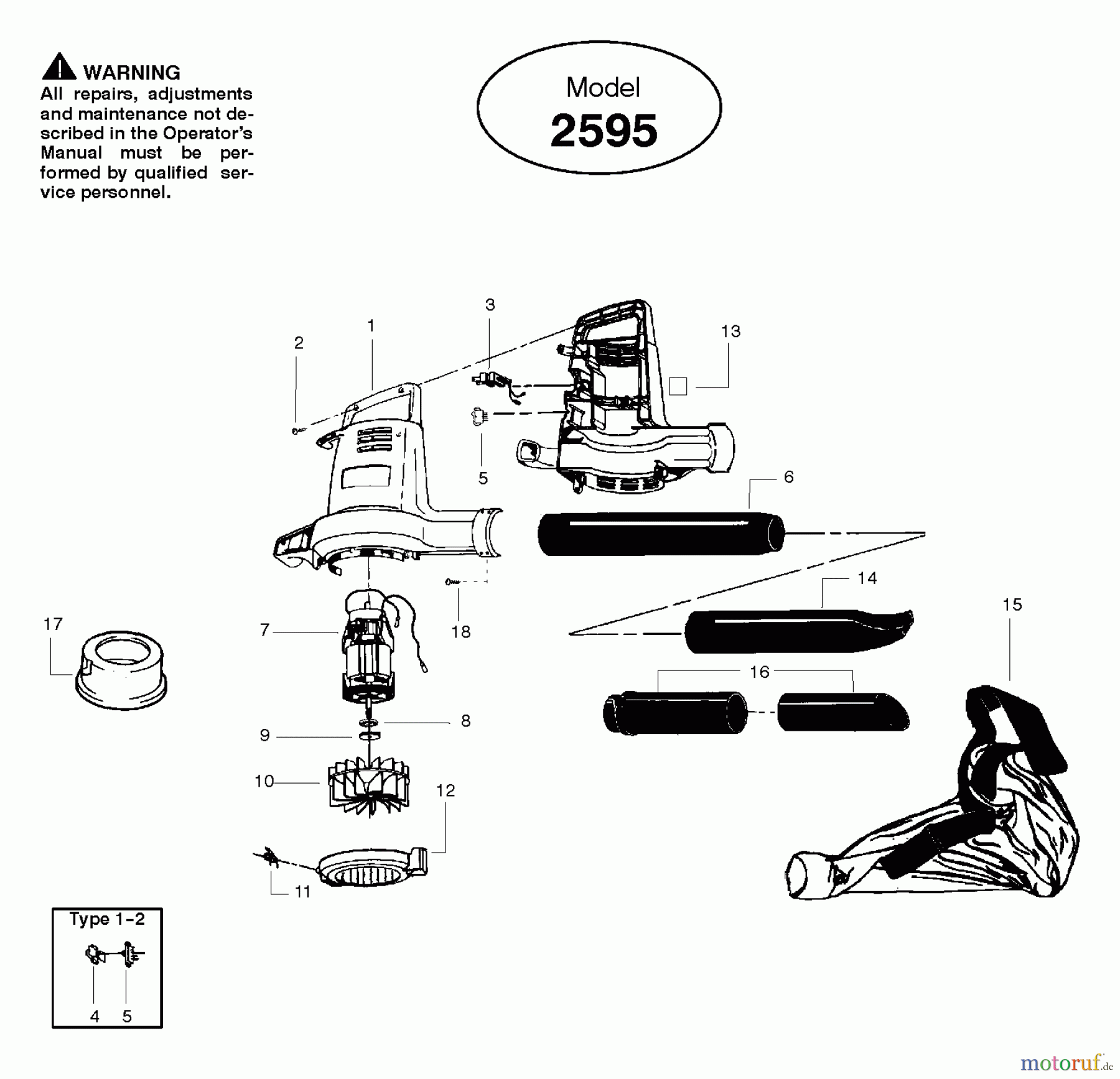 Poulan / Weed Eater Bläser / Sauger / Häcksler / Mulchgeräte 2595 - Weed Eater Electric Blower Electric Blower/Blower Assembly