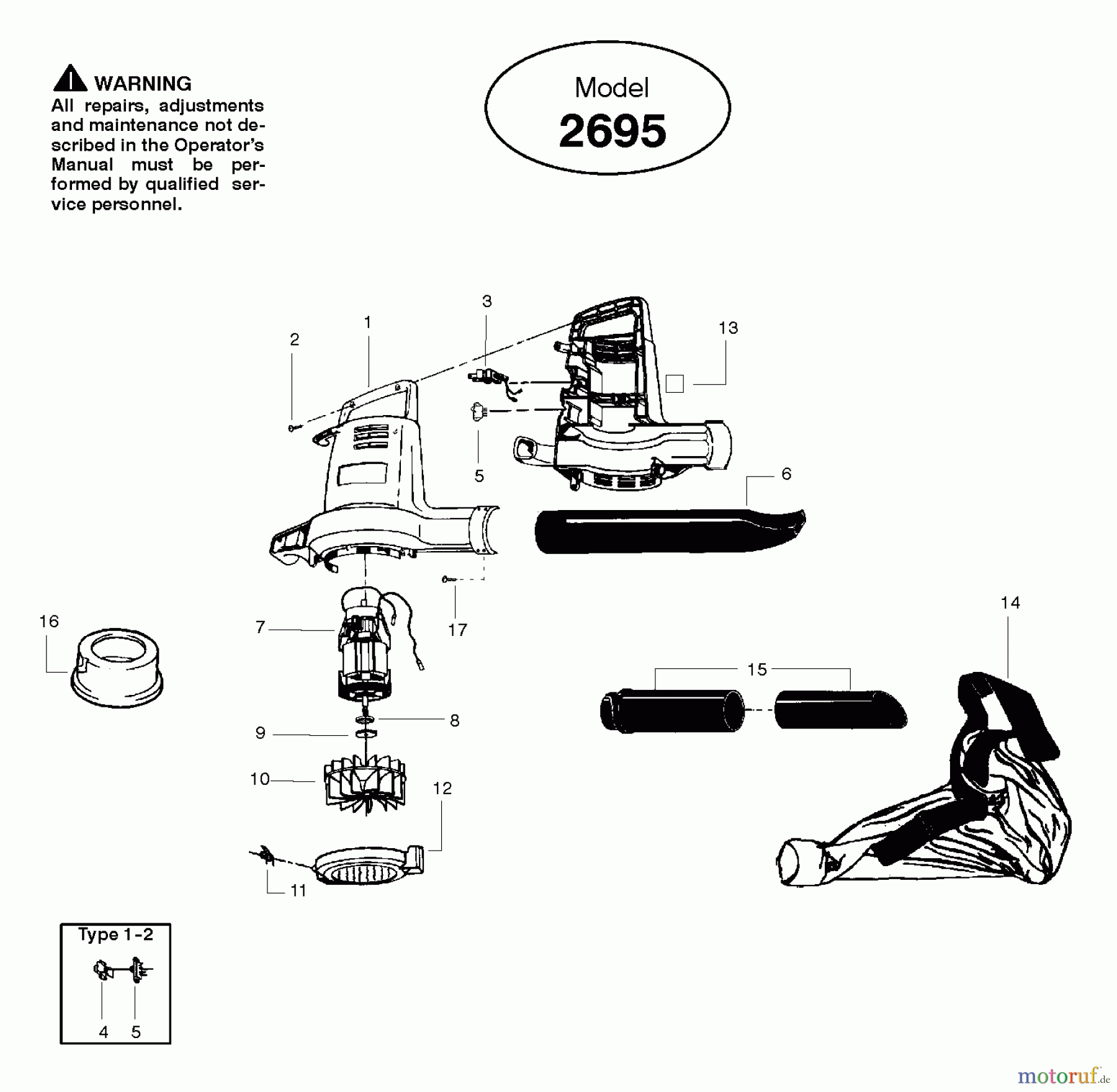Poulan / Weed Eater Bläser / Sauger / Häcksler / Mulchgeräte 2695 - Weed Eater Electric Blower Electric Blower/Blower Assembly
