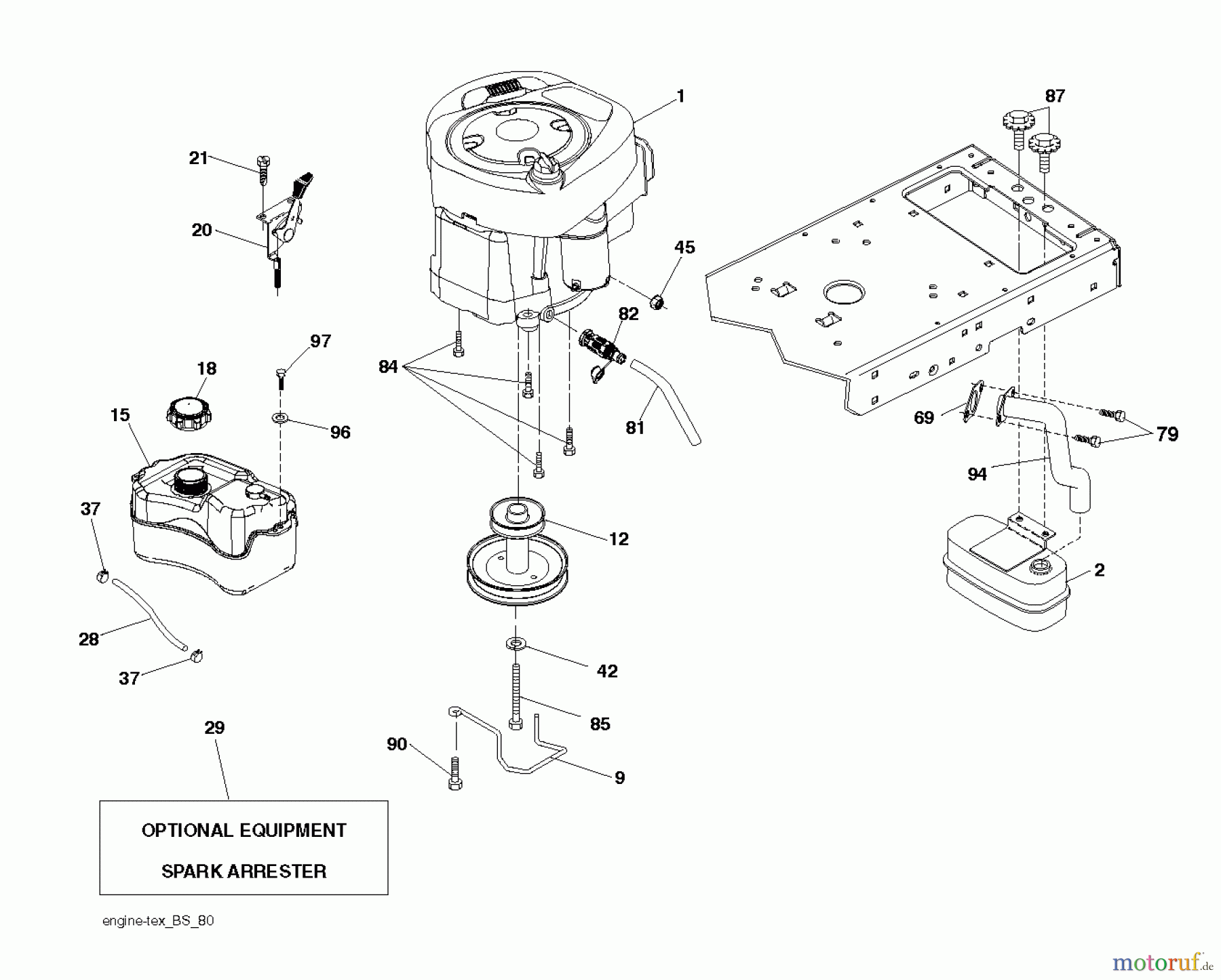 Poulan / Weed Eater Rasen und Gartentraktoren PB20A42LT (96048004901) - Poulan Pro Lawn Tractor (2013-01) ENGINE